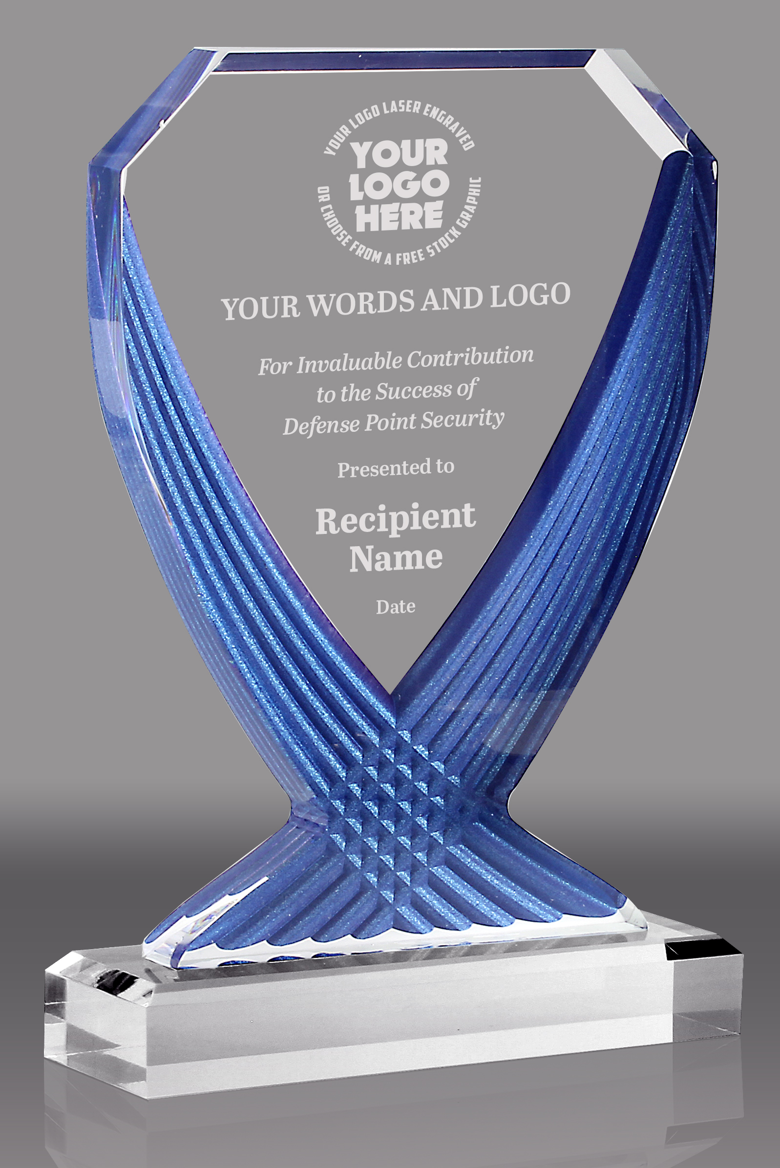 Diamond Vase Acrylic Award- Blue 9 inch