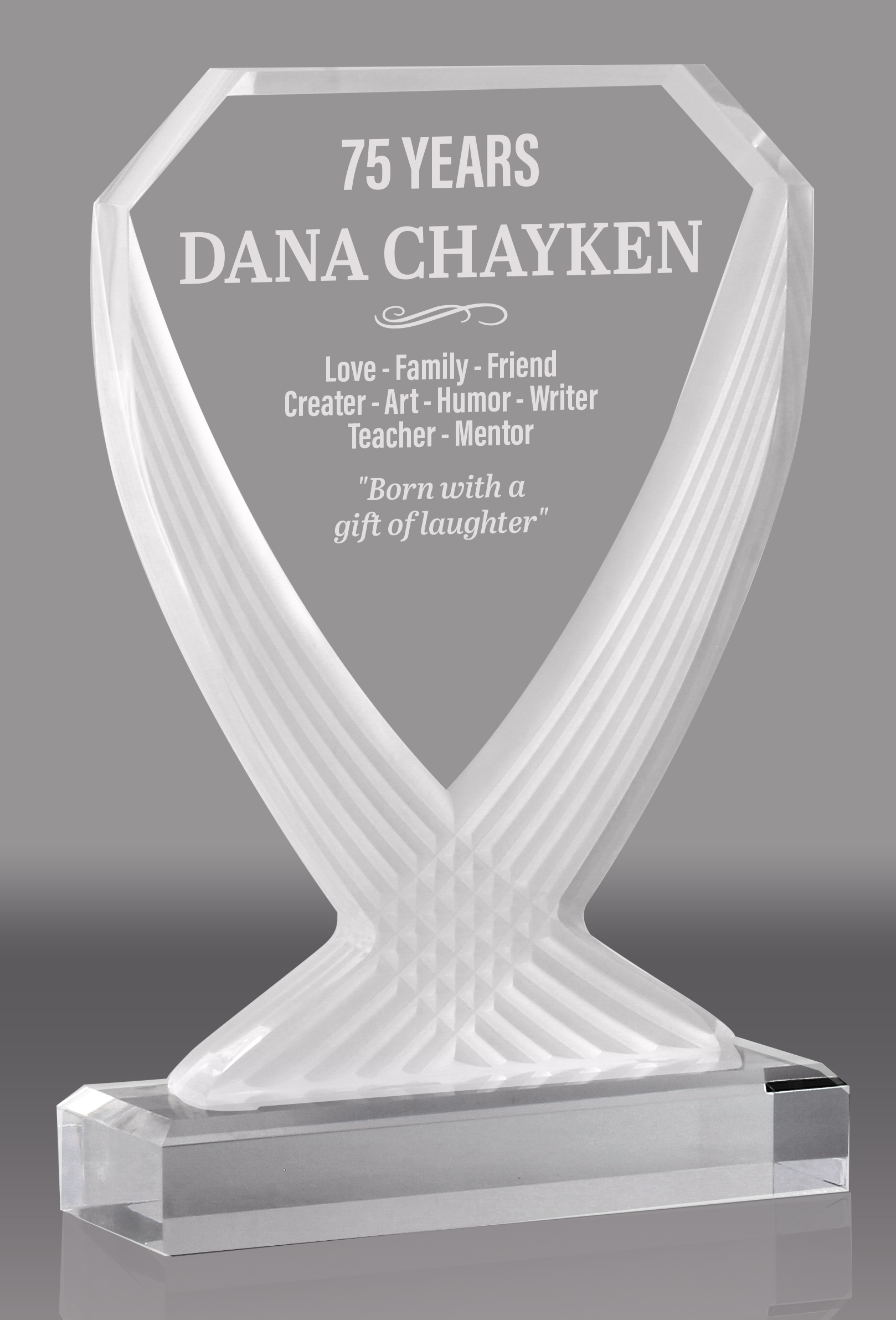 Diamond Vase Acrylic Award- Frosted 9 inch