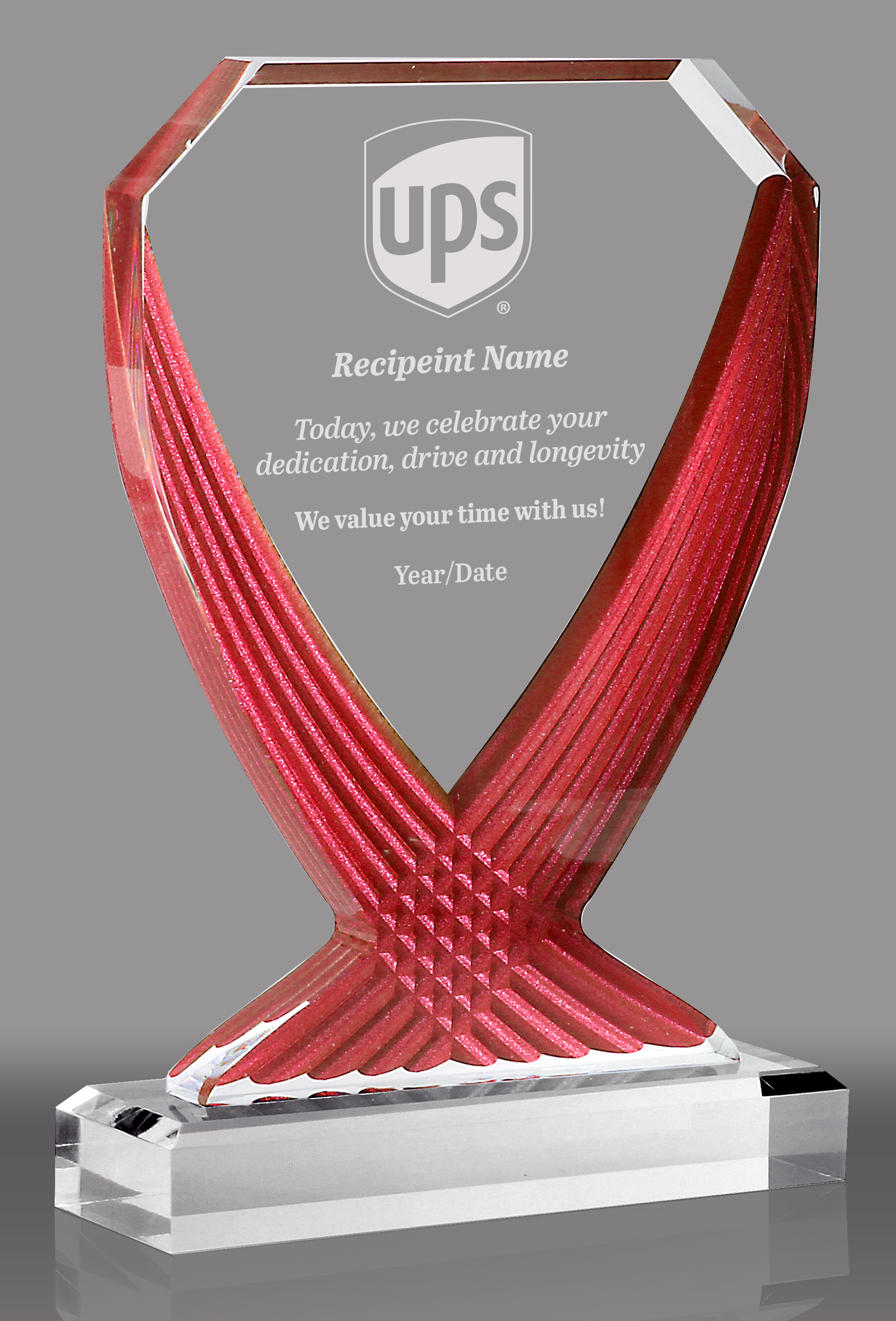 Diamond Vase Acrylic Award- Red 10 inch
