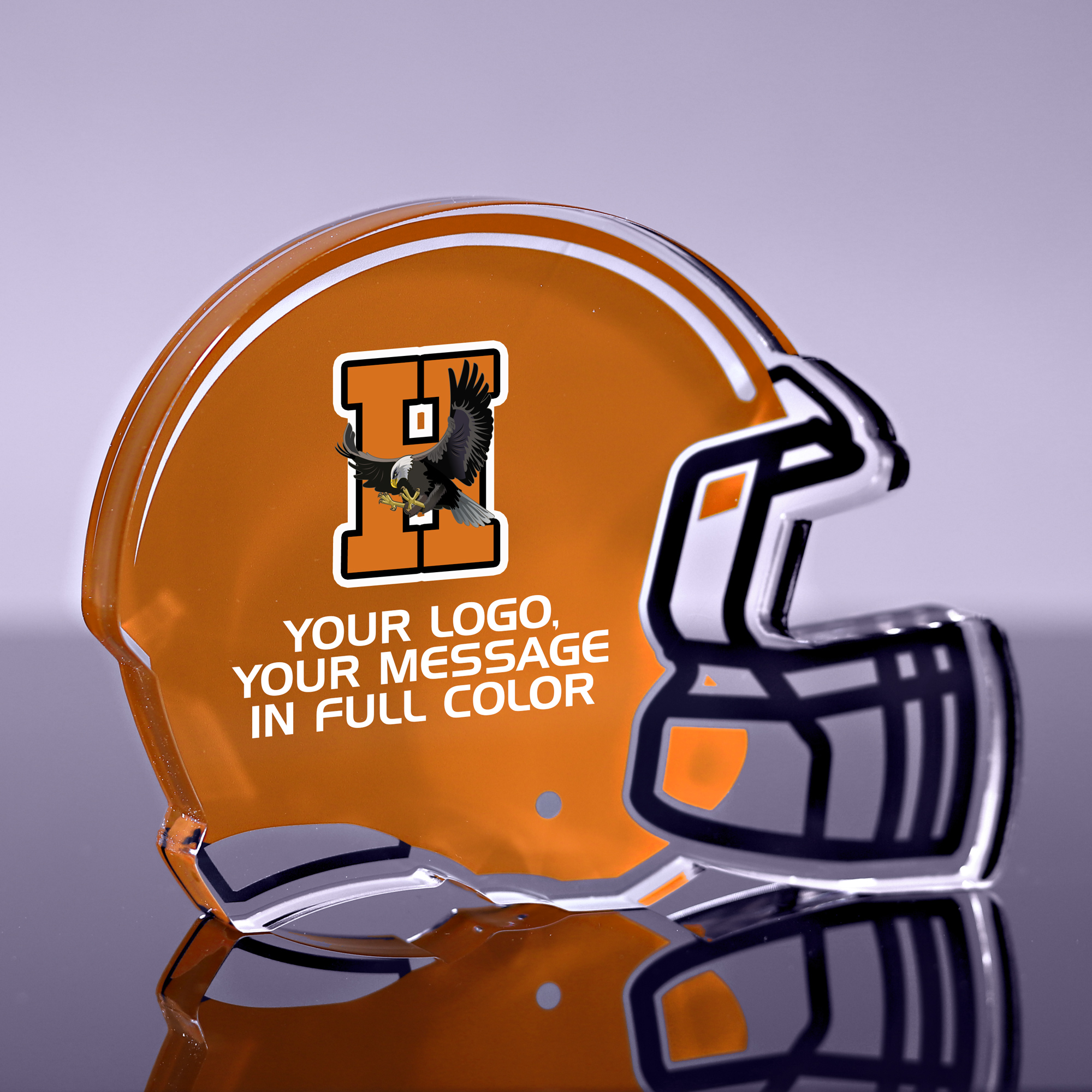 1 inch Thick Football Helmet Acrylic Award - 4 inch Color