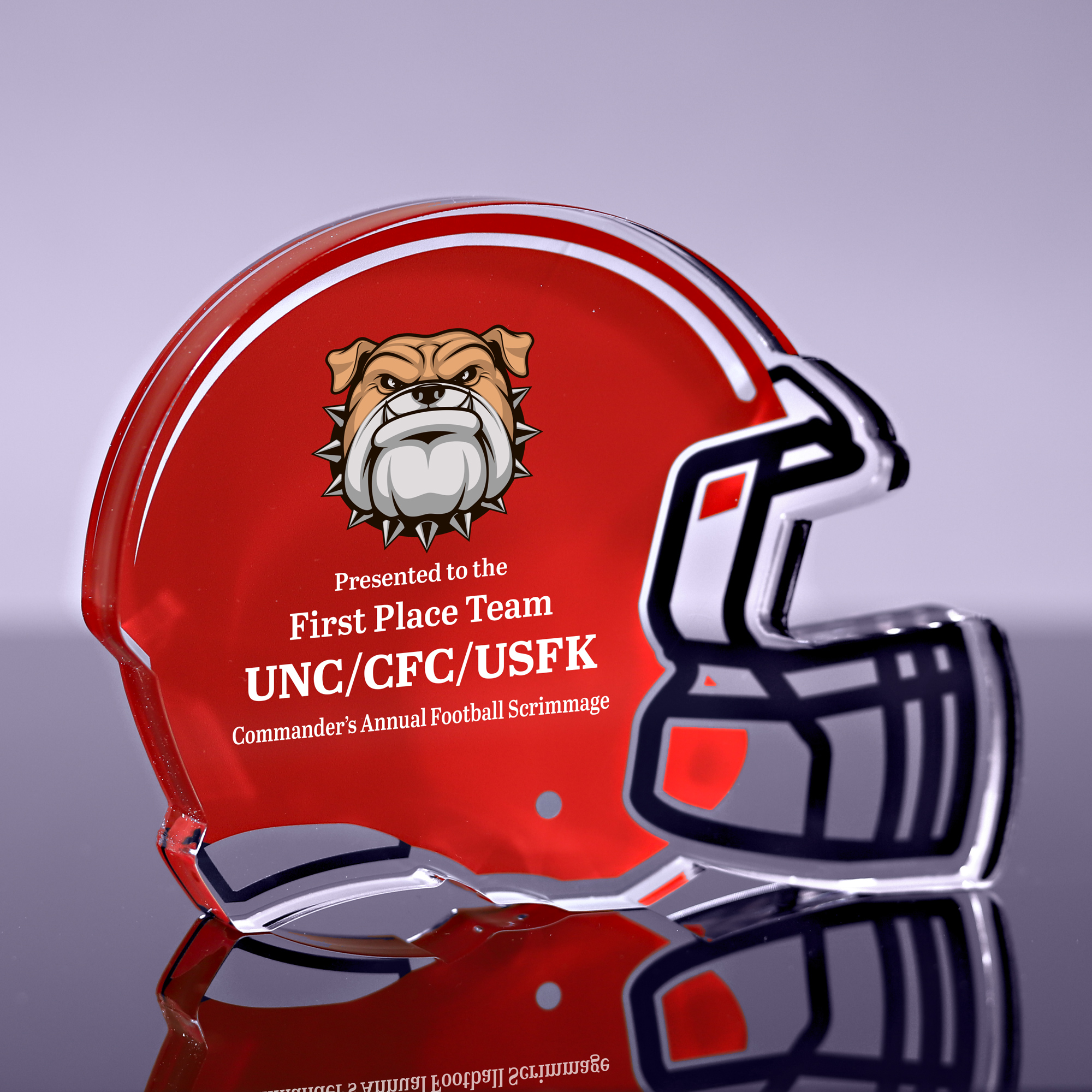 1 inch Thick Football Helmet Acrylic Award - 5 inch Color