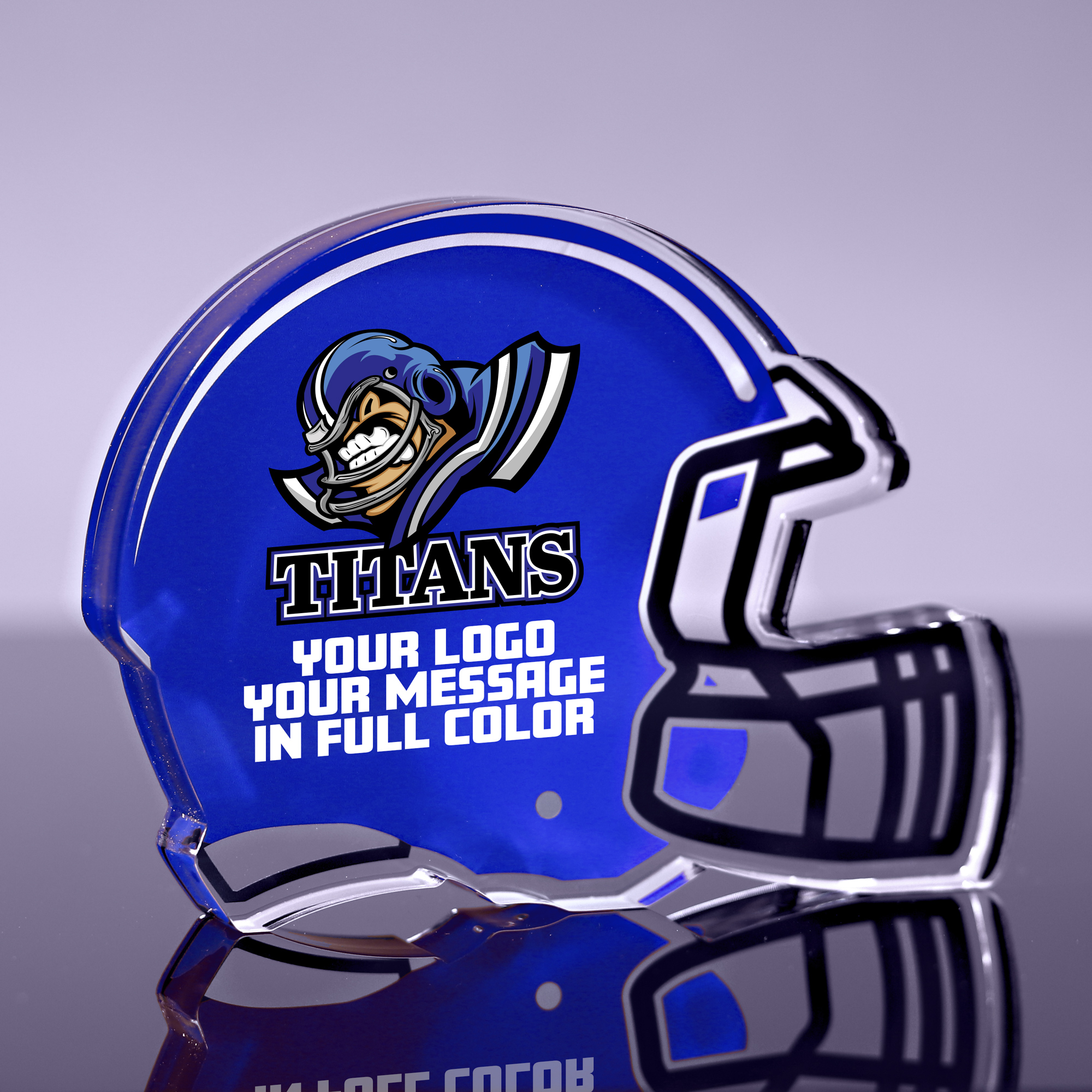 1 inch Thick Football Helmet Acrylic Award - 6 inch Color