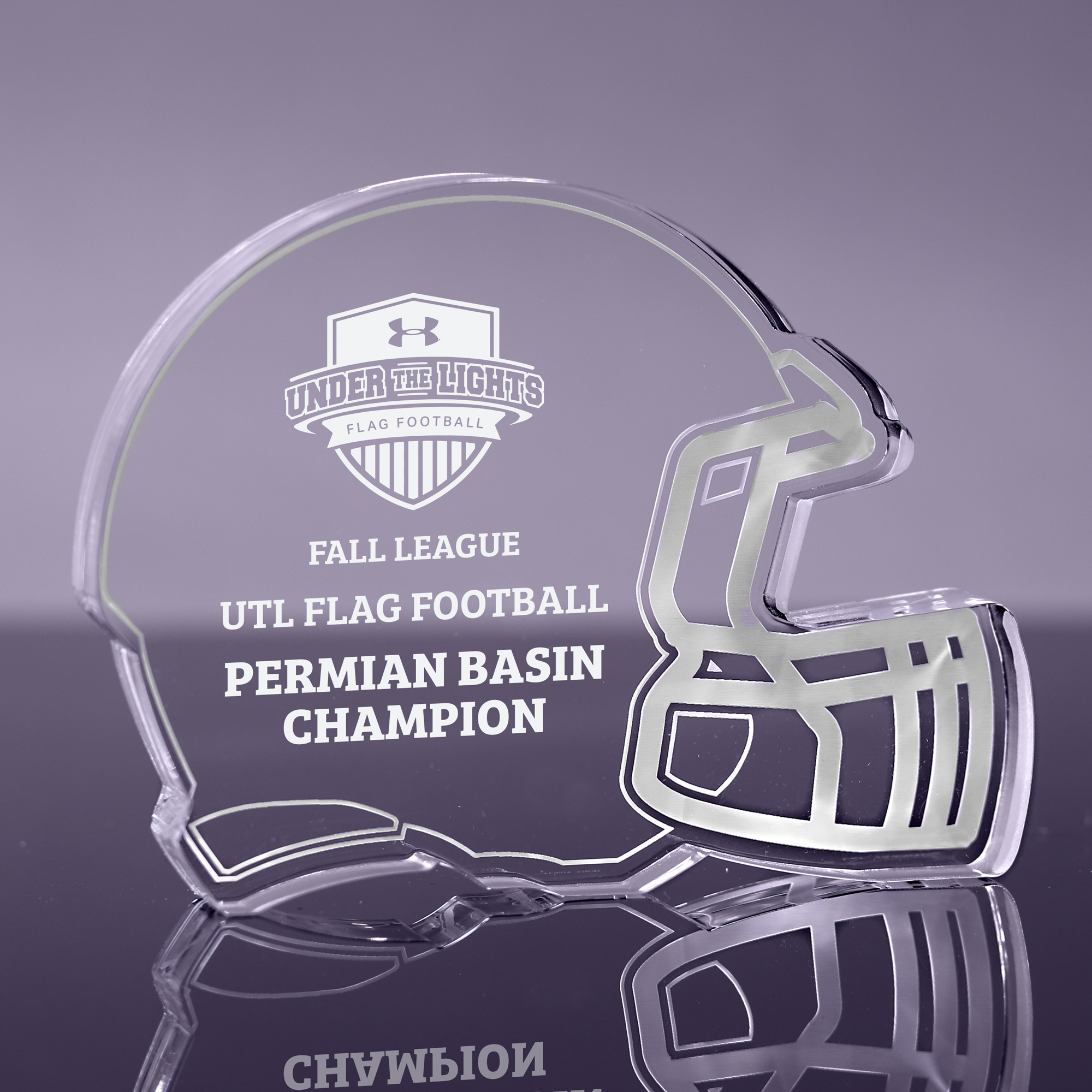 1 inch Thick Football Helmet Acrylic Award - 6 inch