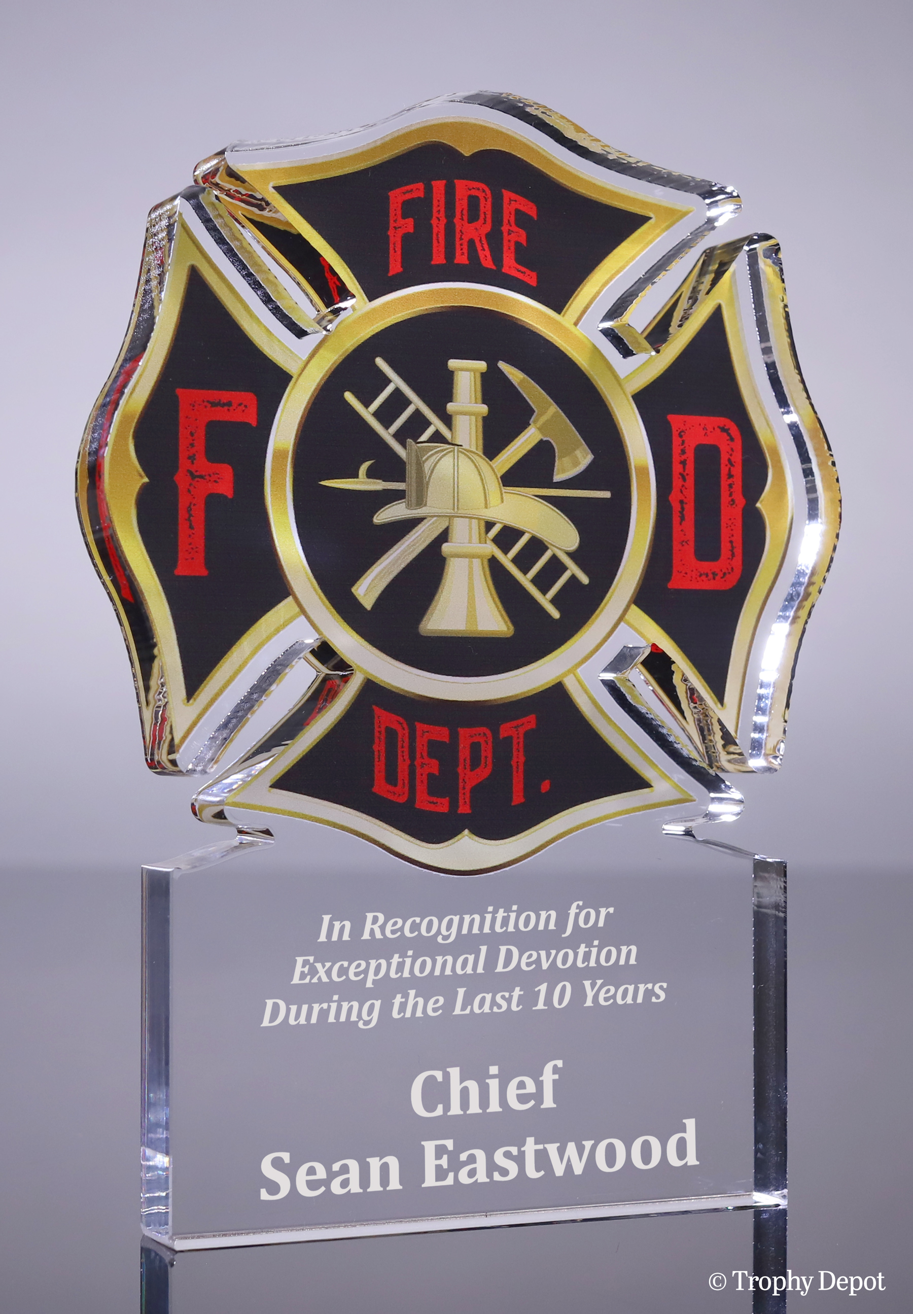 Firefighter Maltese Acrylic Award - 7 inch
