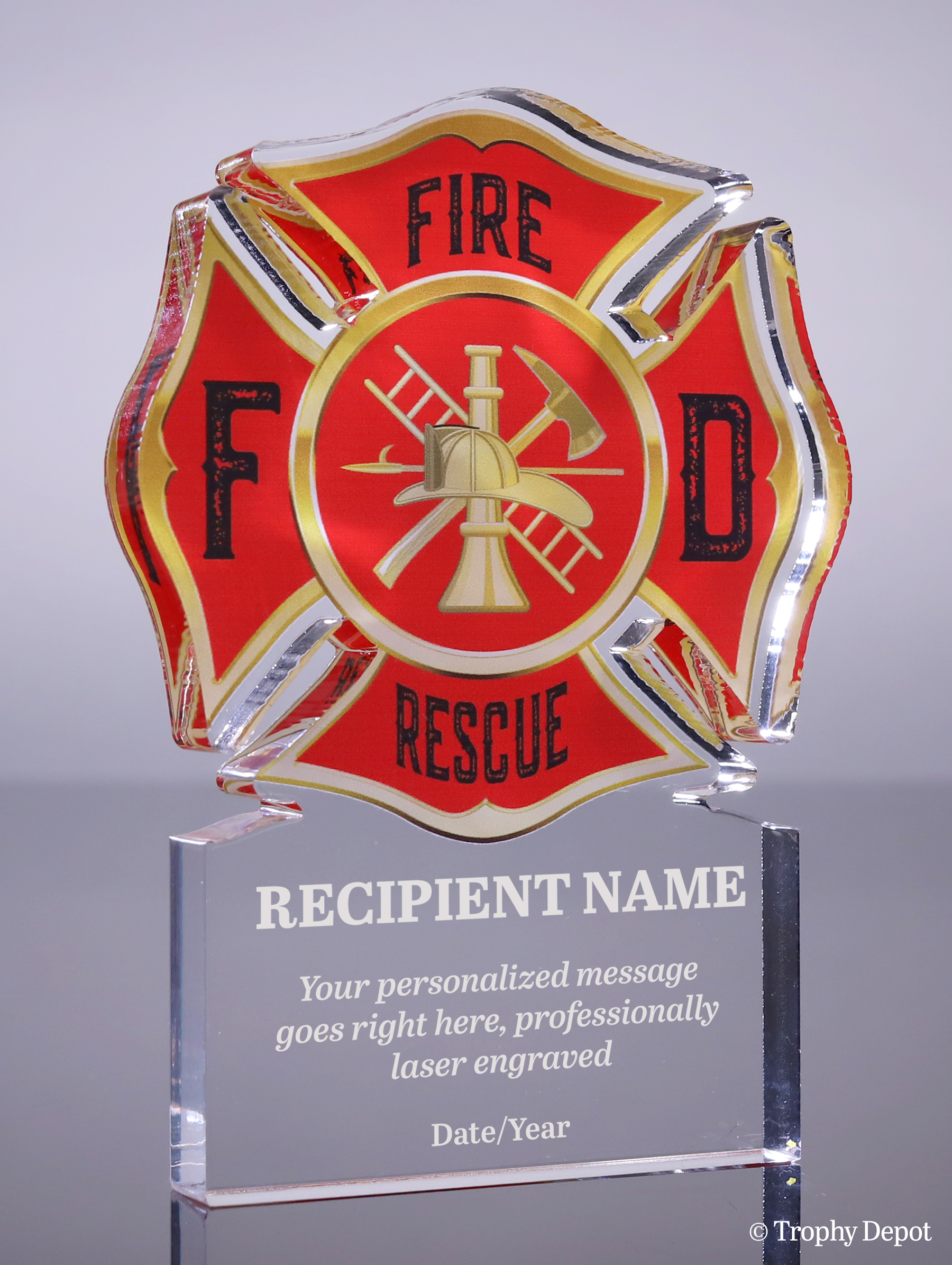 Firefighter Maltese Acrylic Award - 6 inch