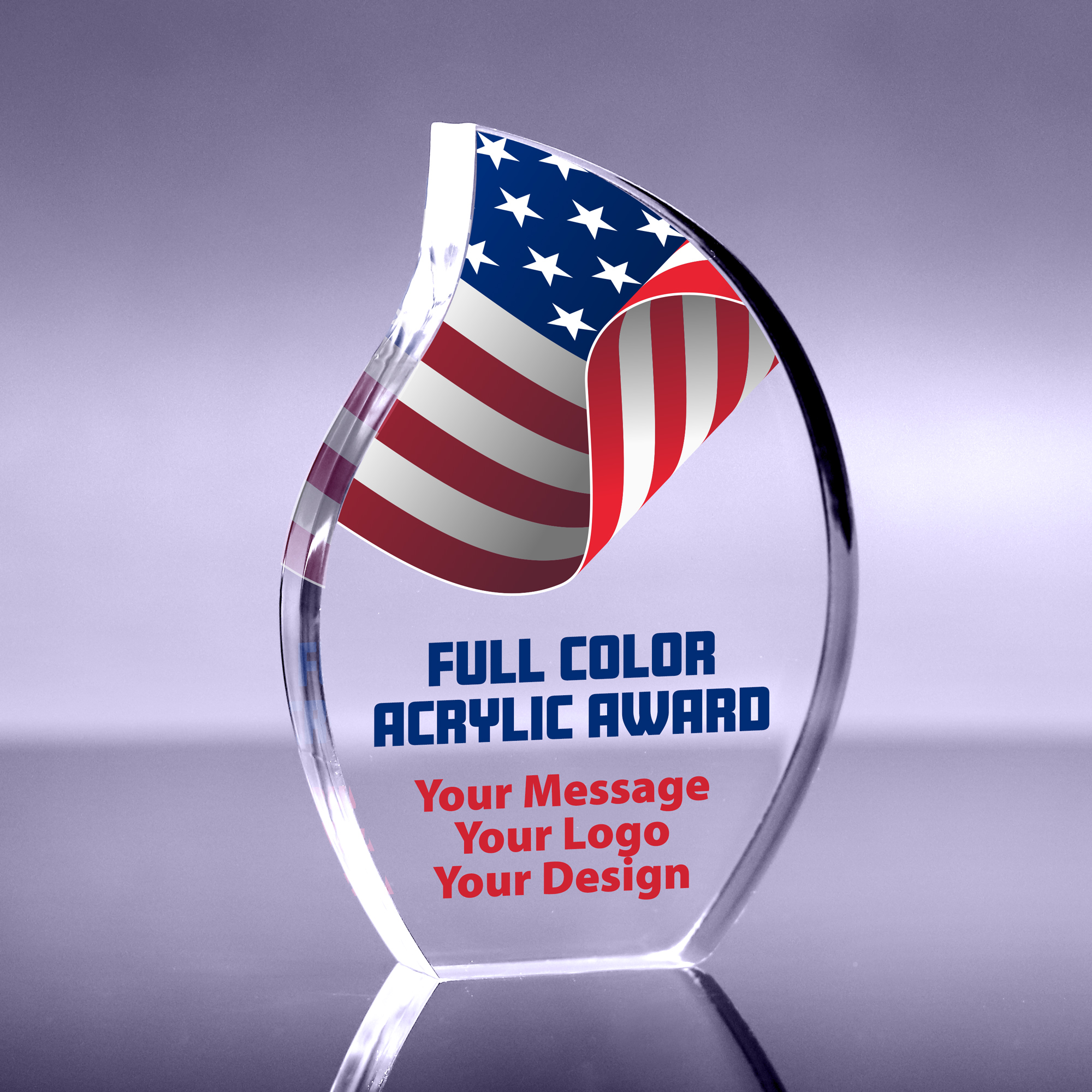 1 inch Thick Acrylic Flame Award - 6 inch Color