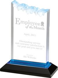 Acrylic Frosted Award with Reflective Bottom- Blue 7 inch
