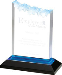 Acrylic Frosted Award with Reflective Bottom- Blue 6 inch
