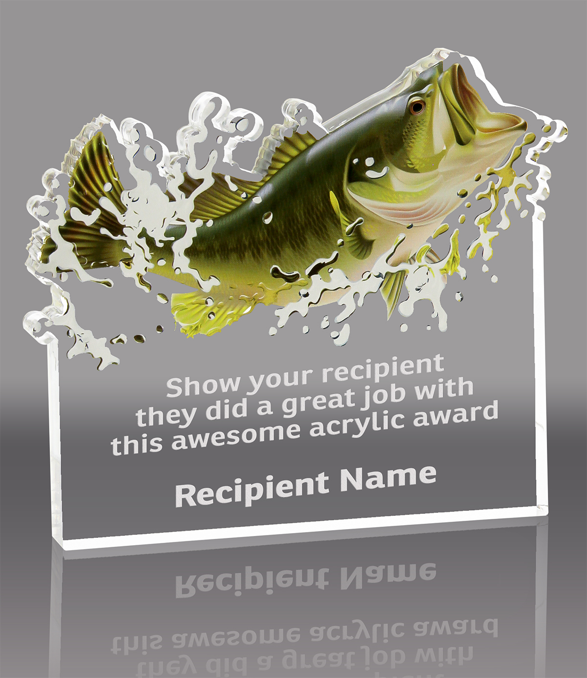 Free Engraving. Fishing Trophy Bass Award Plaque 