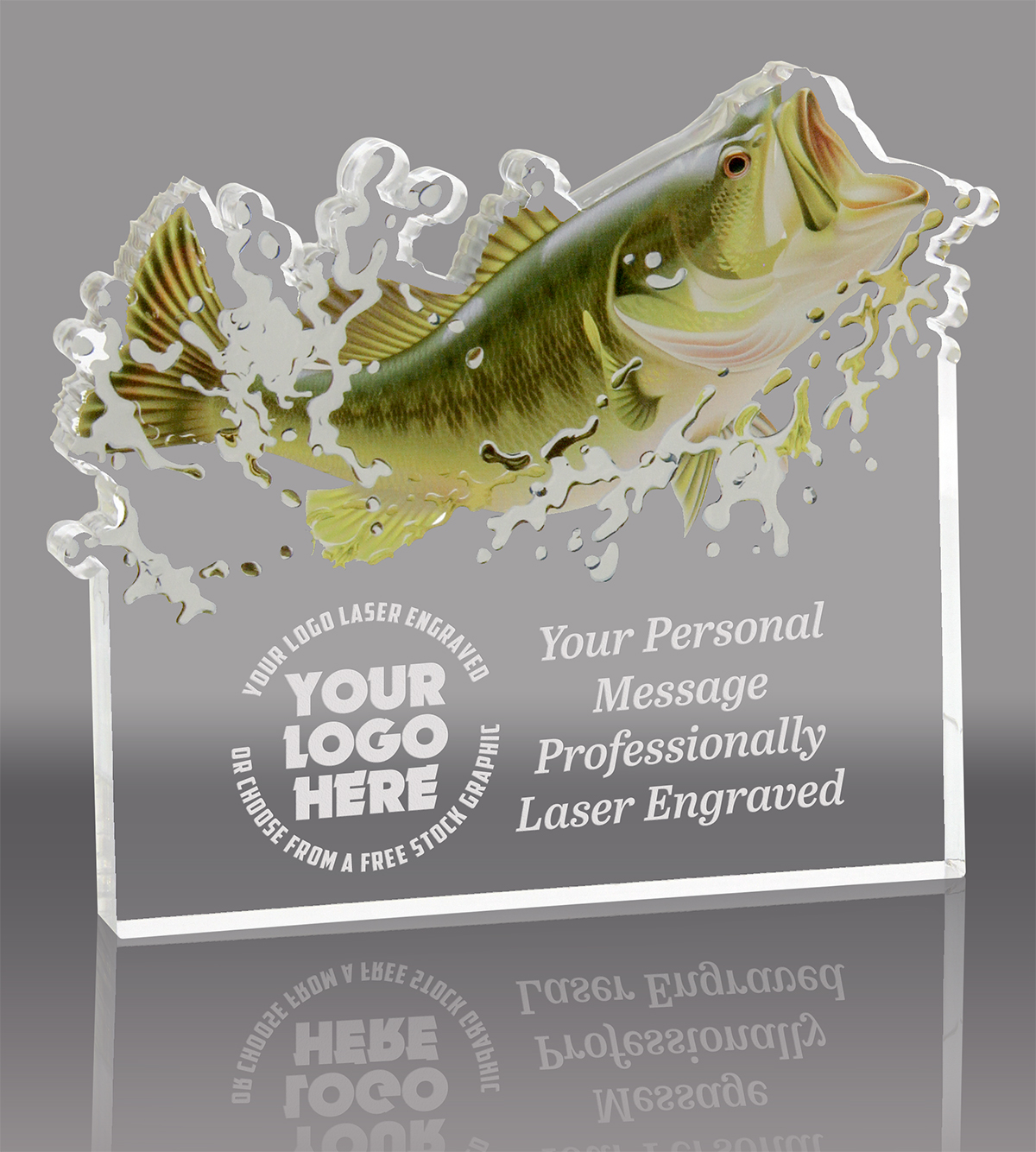 Bass Fishing Acrylic Award- 6x5.5 inch