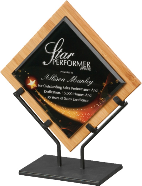 Galaxy Acrylic/ Bamboo Plaques w/ Stand- Star