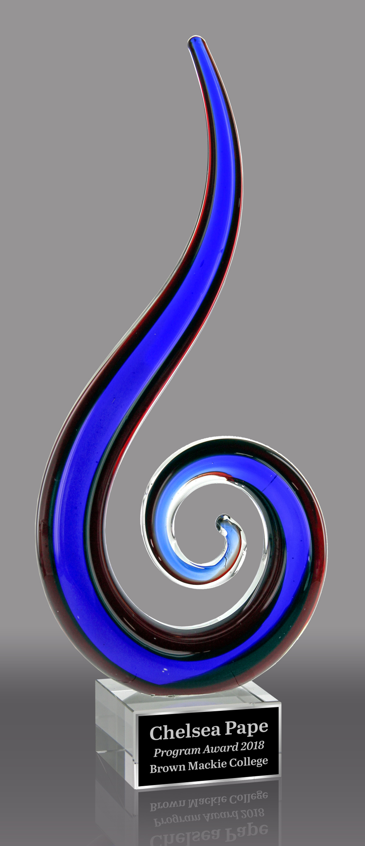 Red & Blue Dragon Tail Art Glass