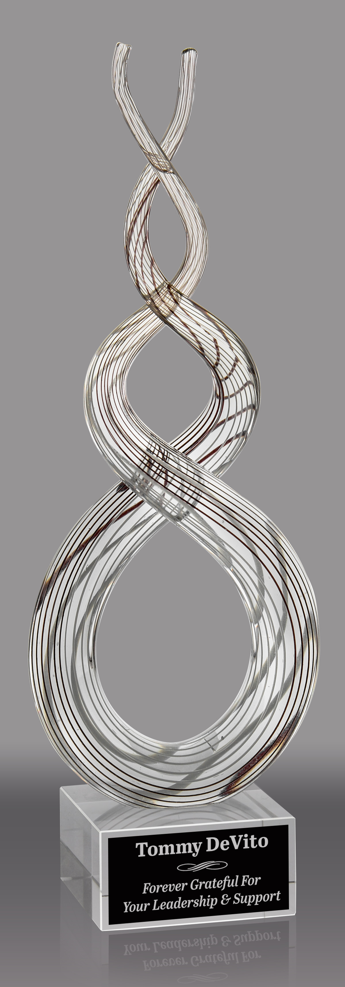 Clear & Bronze Art Glass Twist - 12.5 inch