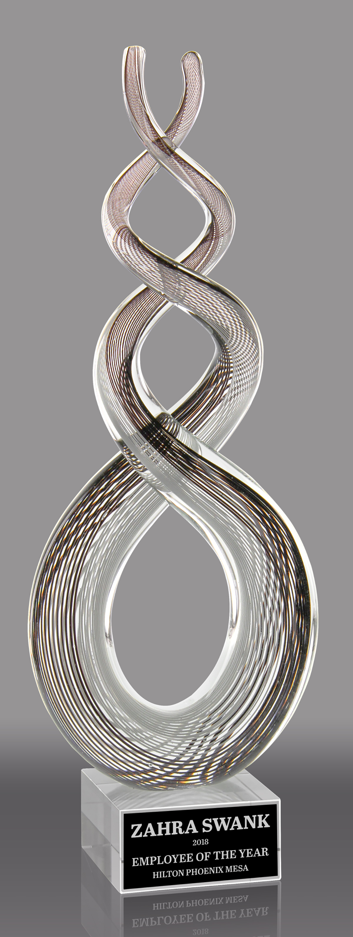 Clear & Bronze Art Glass Twist- 15 inch