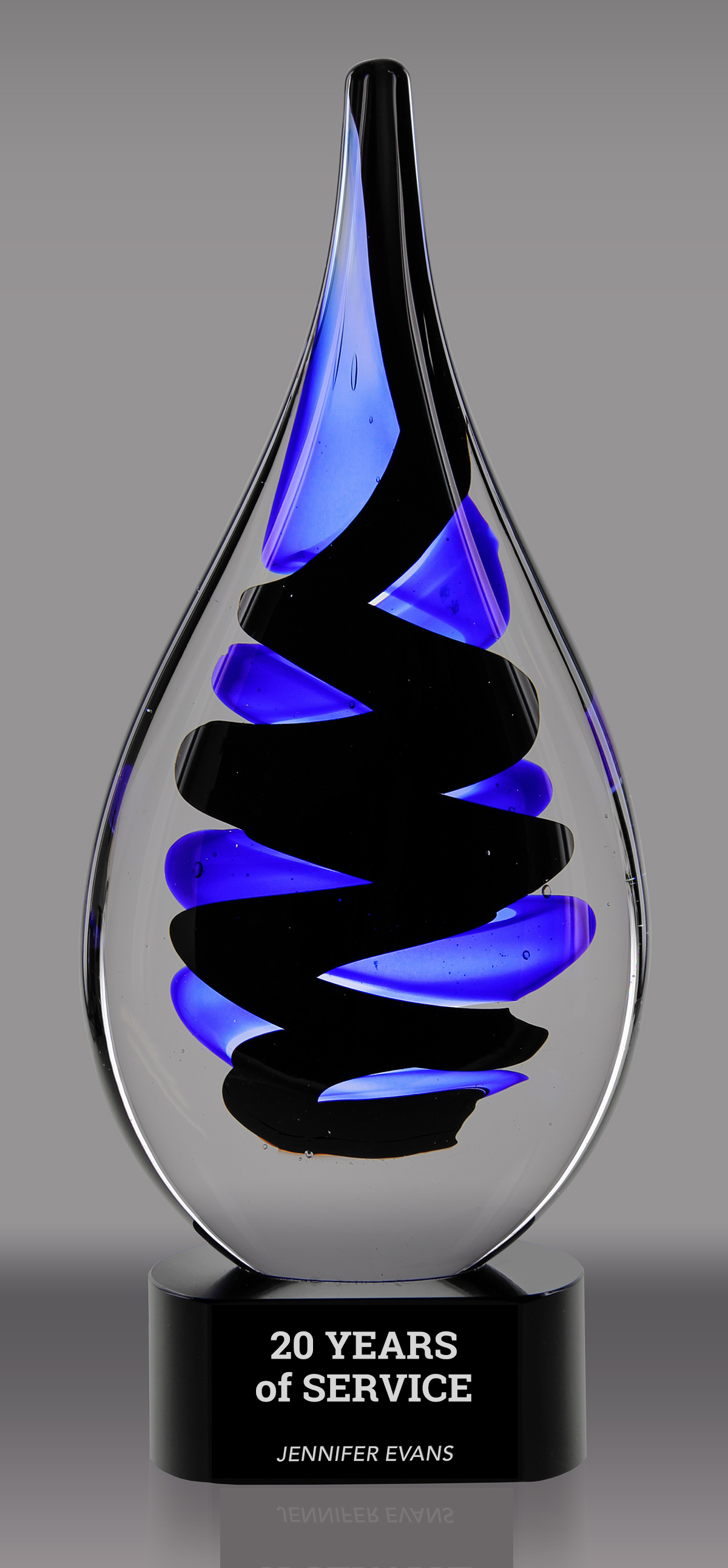Black Twist Rain Drop Art Glass Award