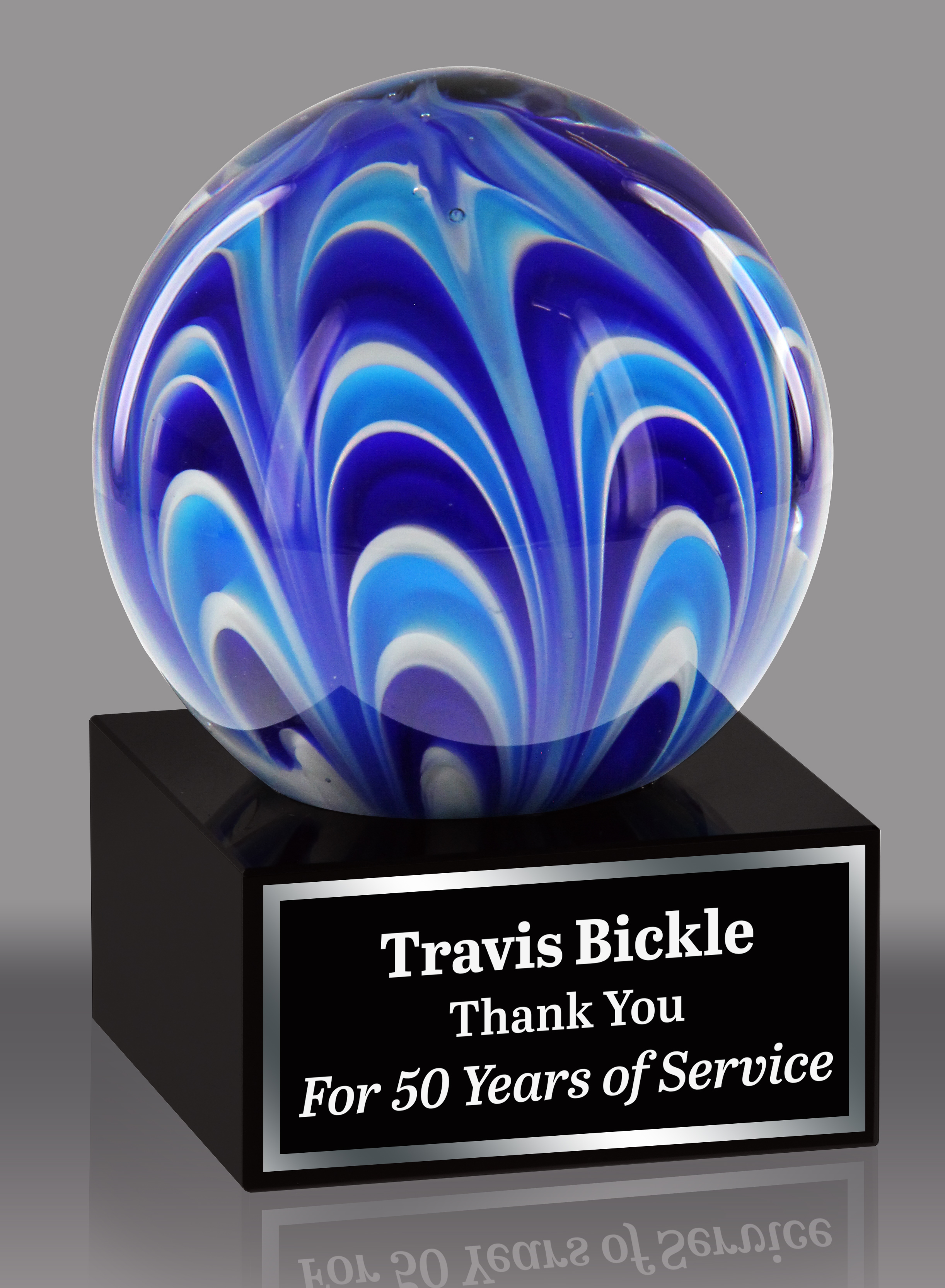 Blue Wave Globe Art Glass Award
