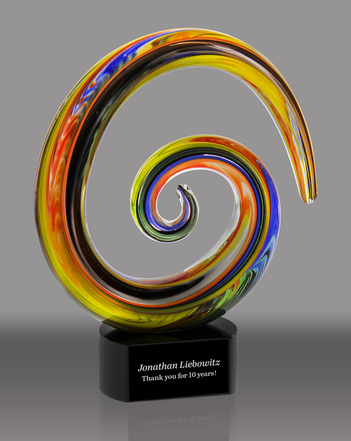 Swirling Curl Art Glass Award