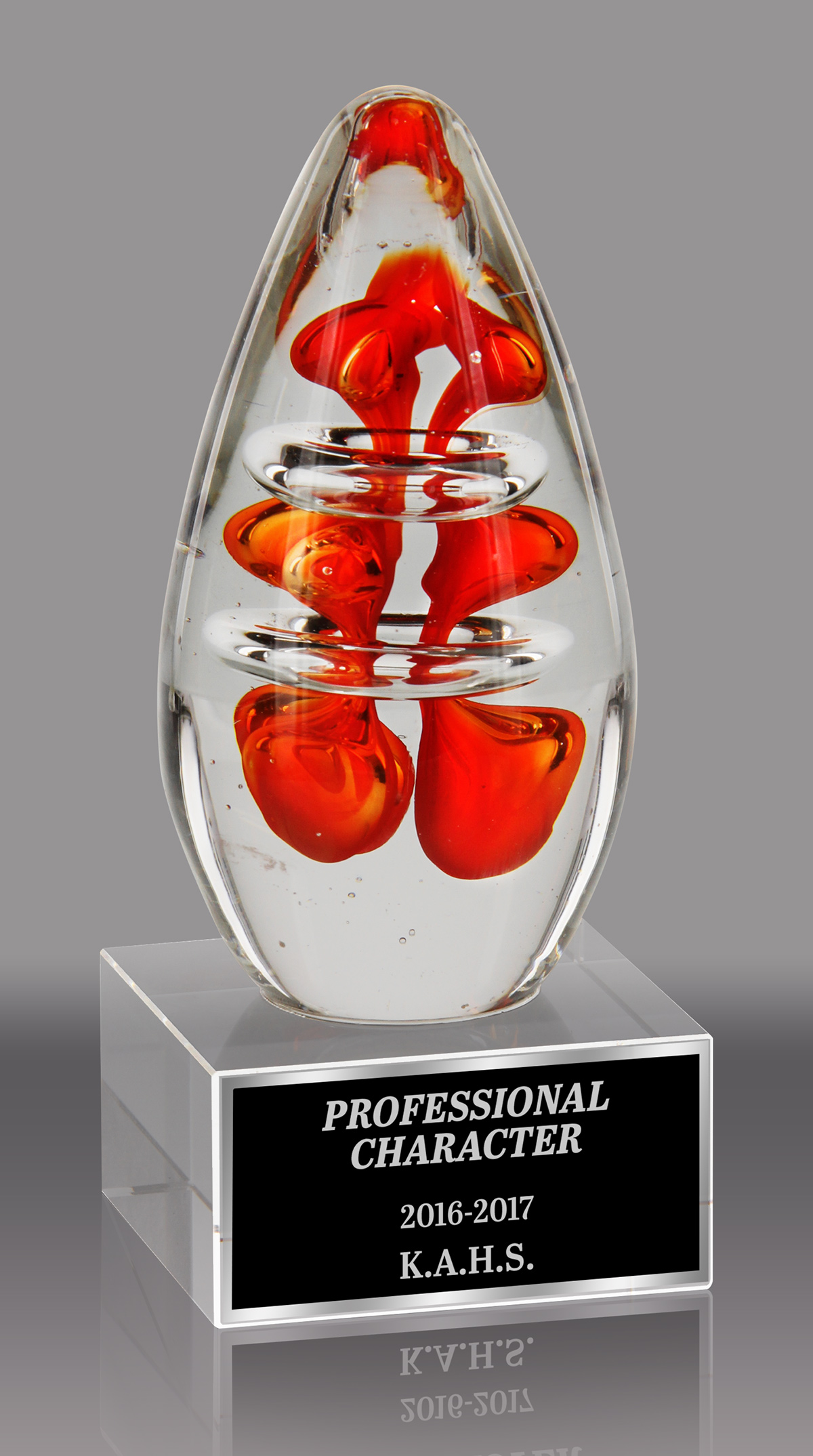 Egg-Shaped Red Art Glass Award
