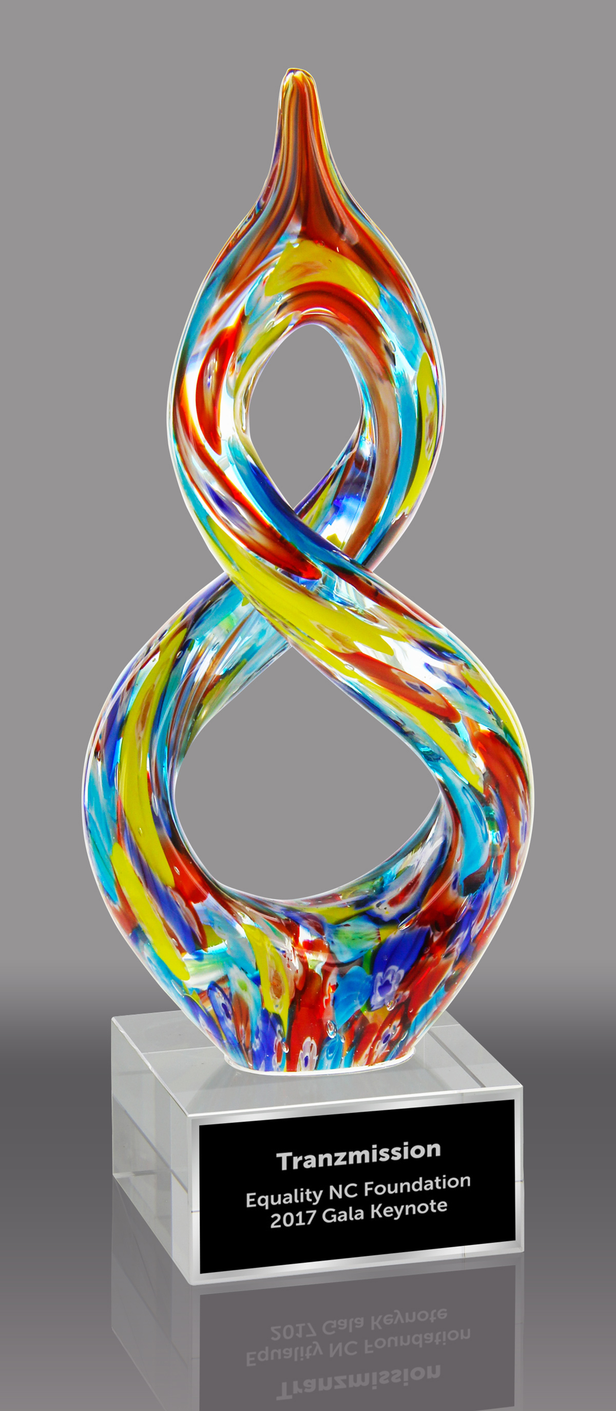 Helix Shaped Multi-Color Art Glass Award
