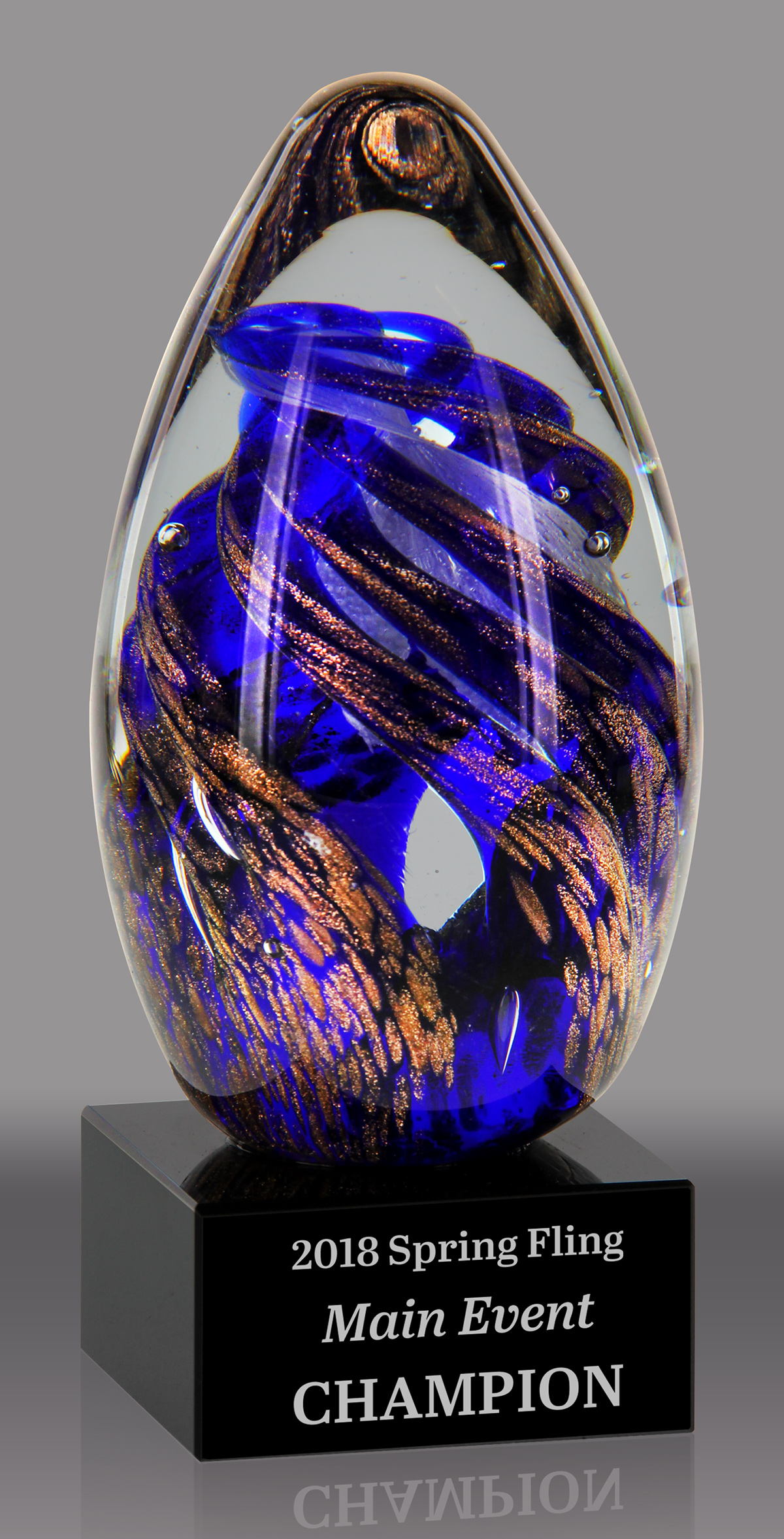 Swirling Egg Shaped Art Glass