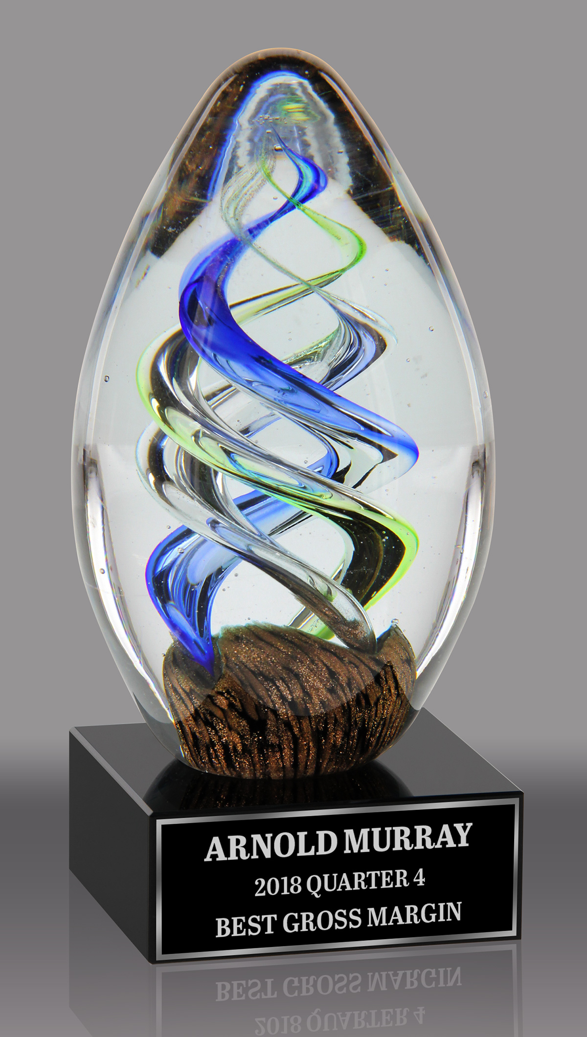 Egg-Shaped Art Glass Award- 6.5 inch