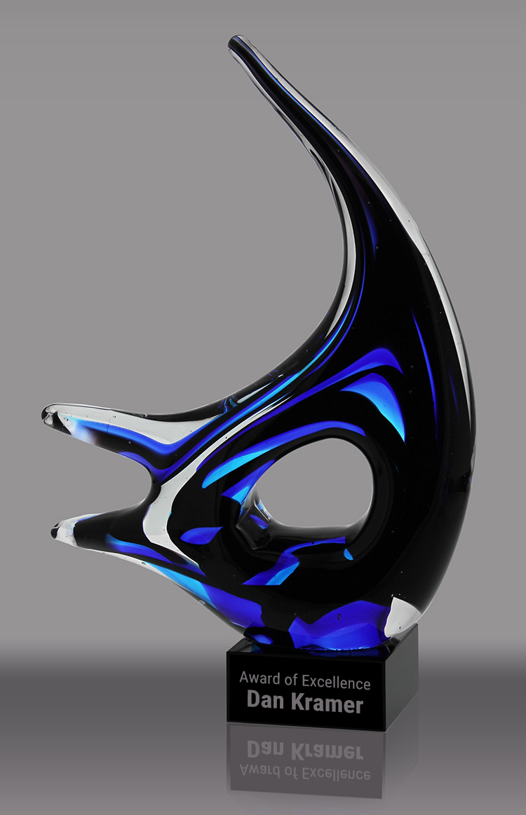 Cobalt Harbor Art Glass Award - 13.5 inch