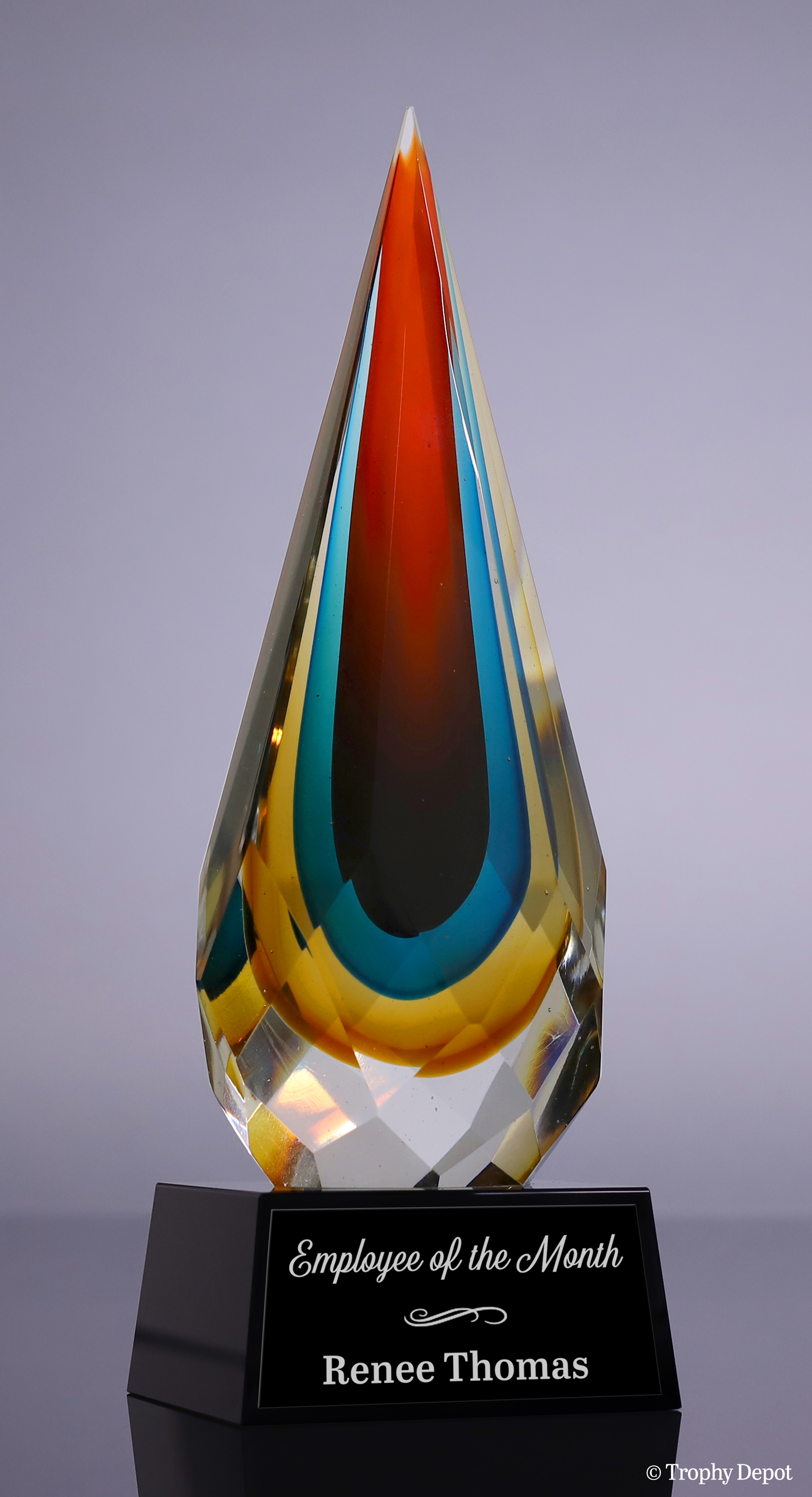 Faceted Rain Drop Art Glass Award Trophy Depot