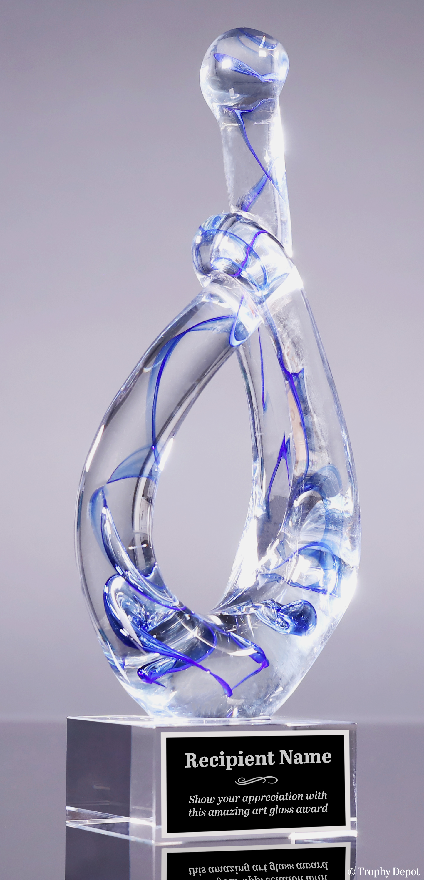 Contemporary Art Glass Award with Blue Accents