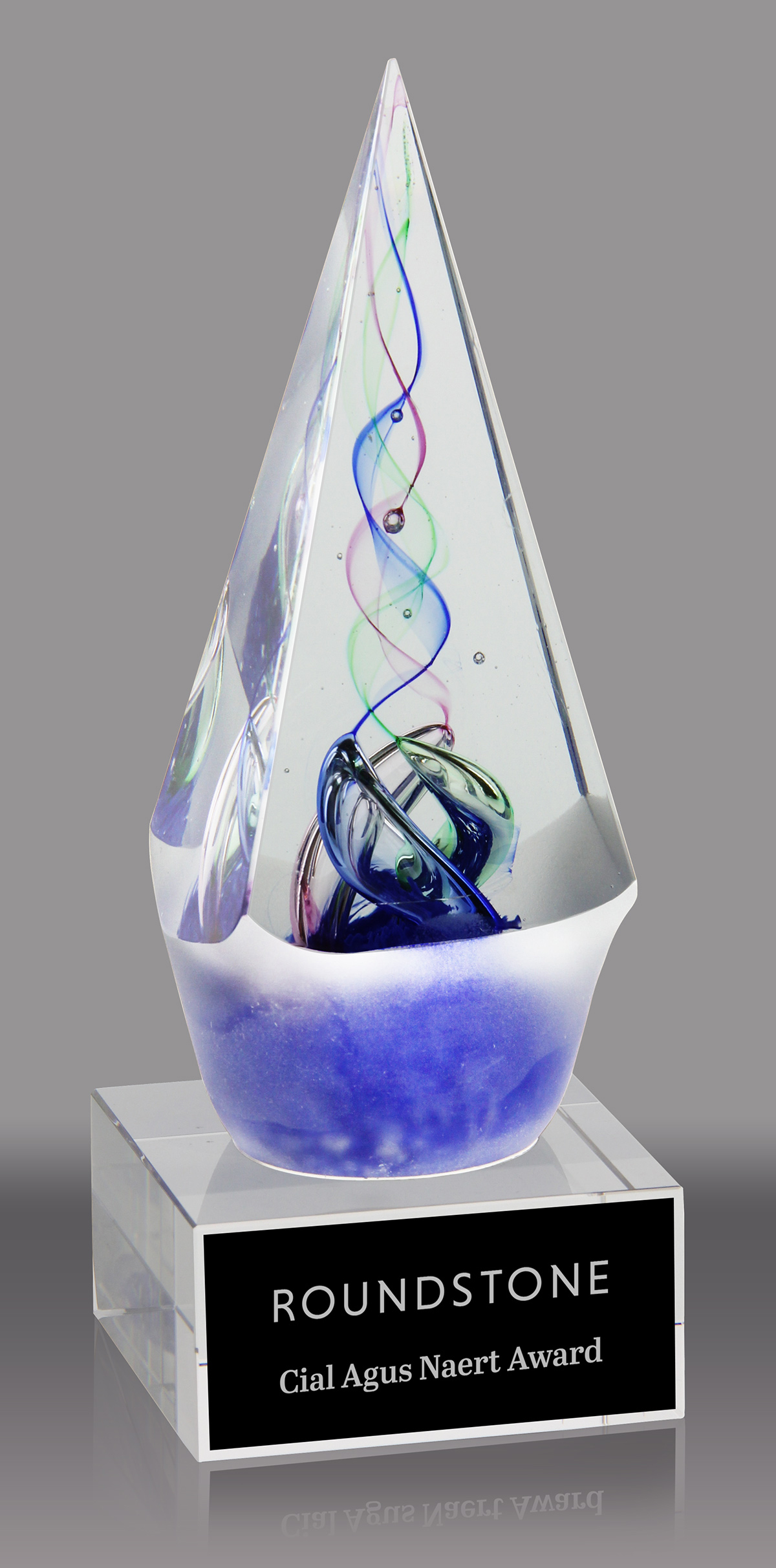Arrow Shaped Art Glass Award with Frosted Glass Accent