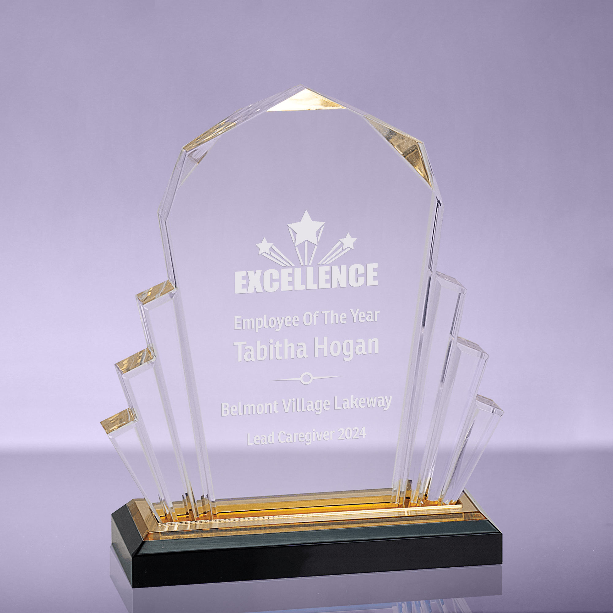 Faceted Impress Acrylic Award - Gold - 6x8