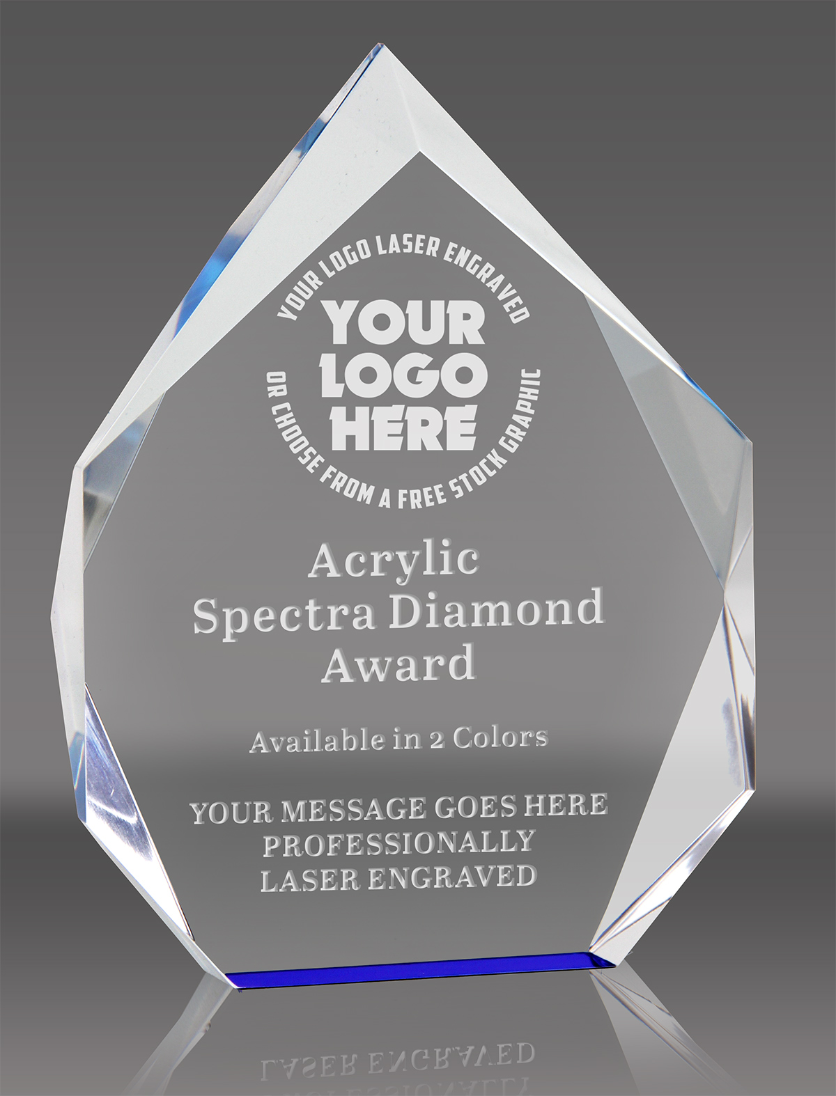 Acrylic Spectra Diamond Award- Blue 8 inch