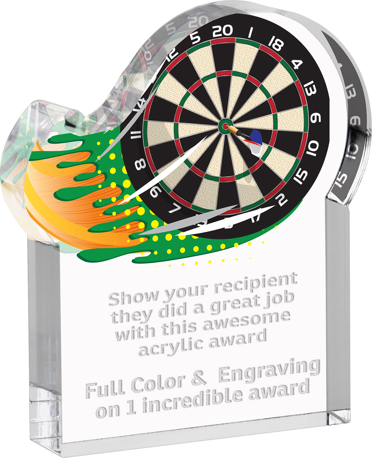 Darts Splatters Acrylic Award- 4x5 inch
