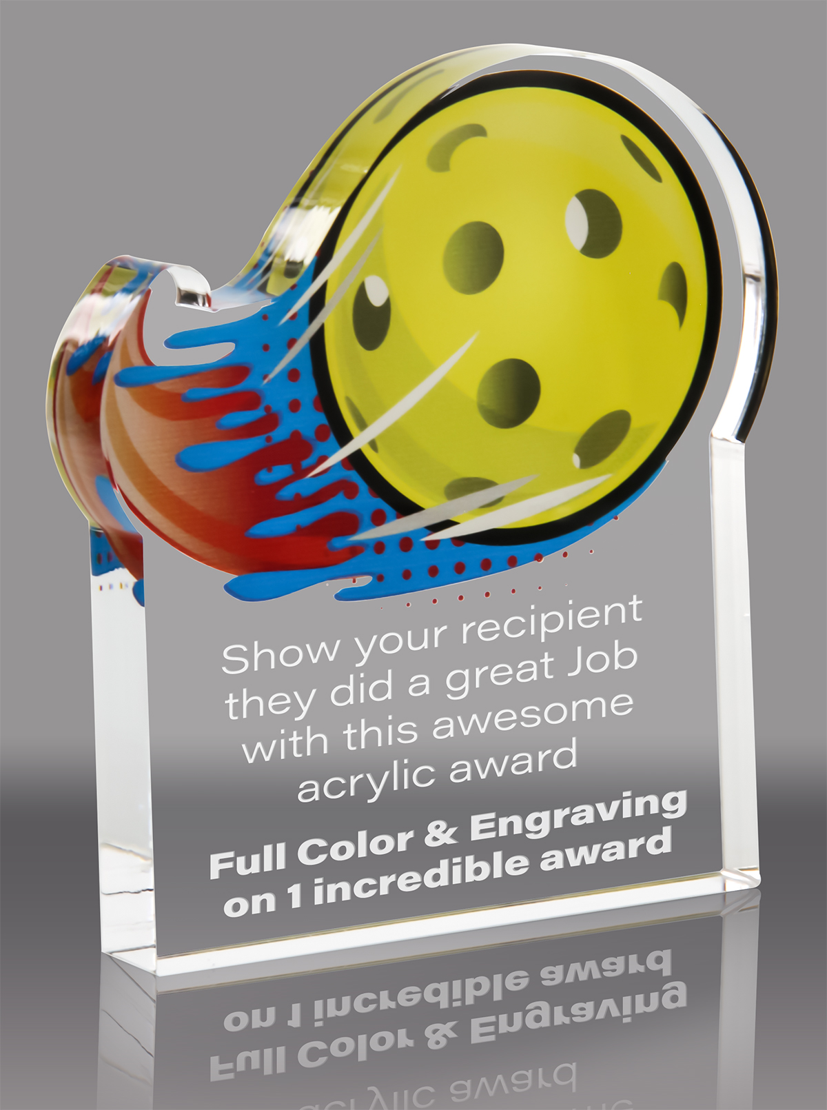 Pickleball Splatters Acrylic Award- 4x5 inch