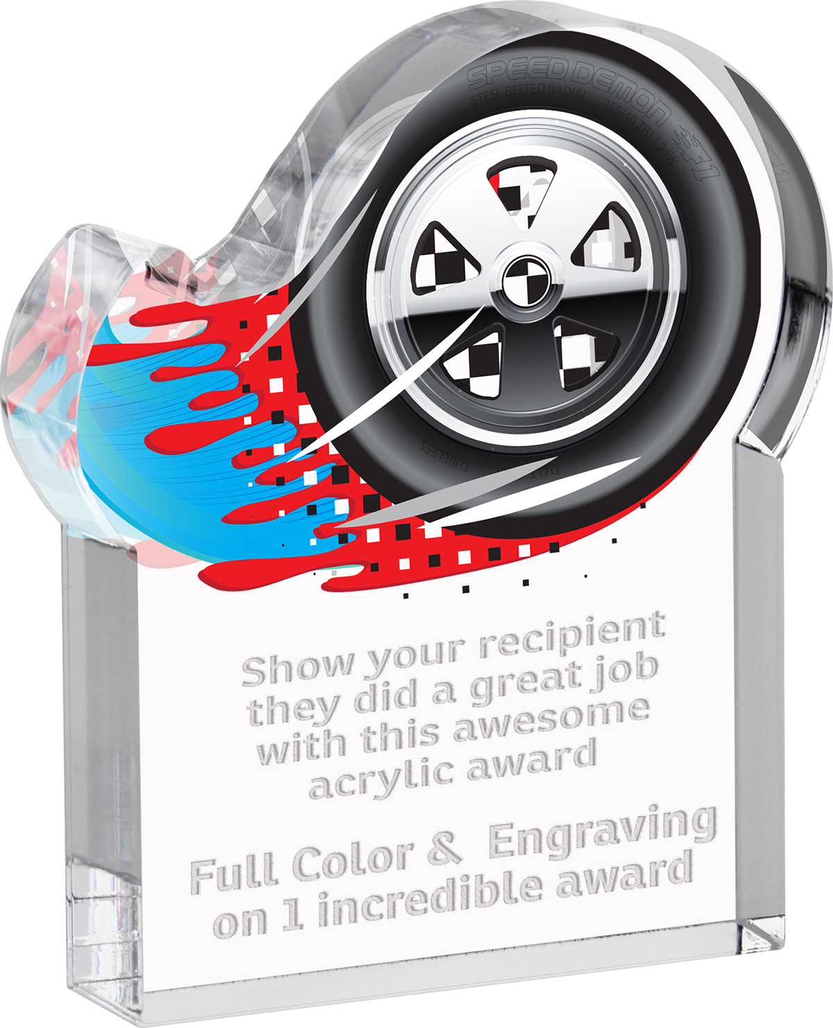 Racing Splatters Acrylic Award- 4x5 inch