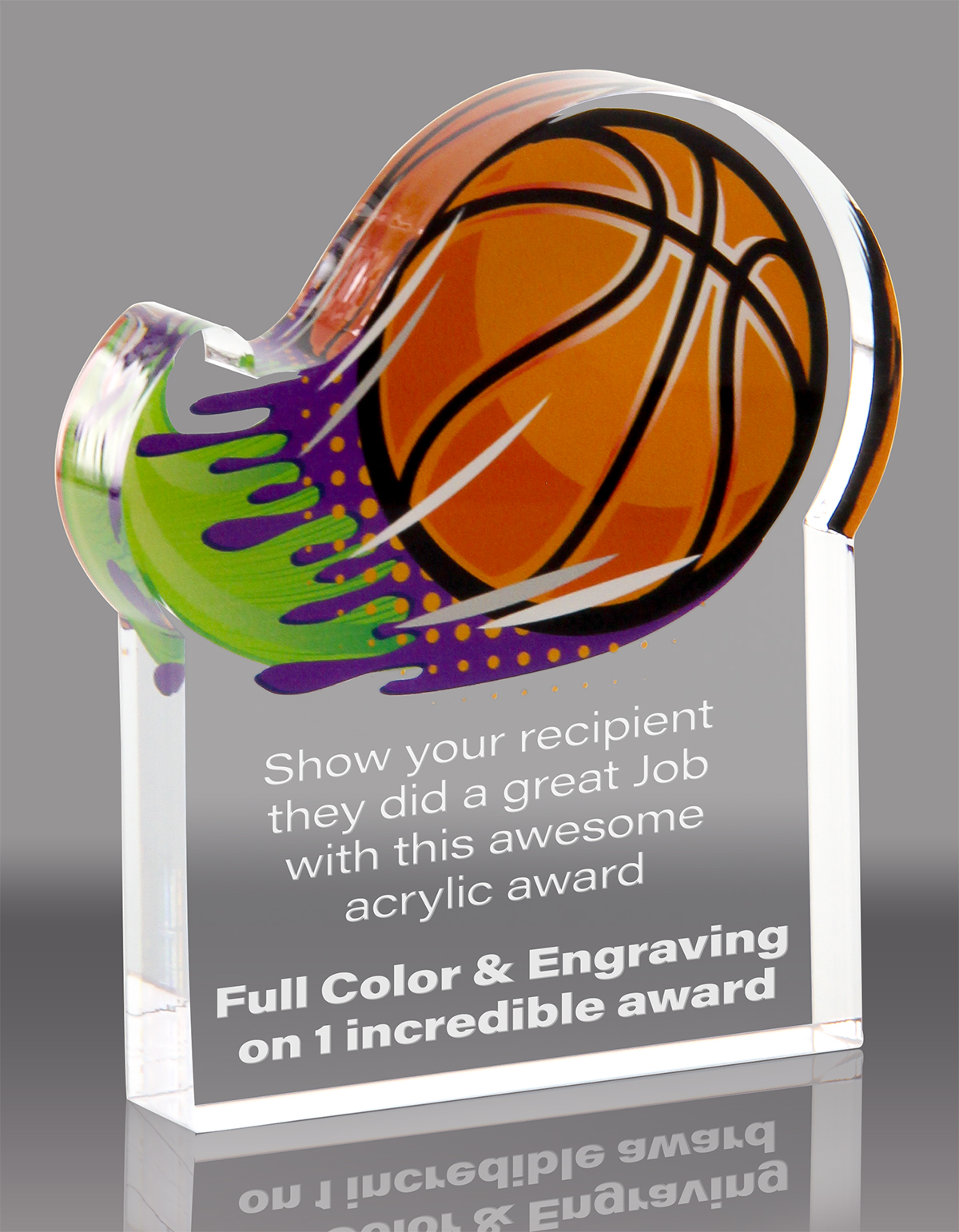 Basketball Splatters Acrylic Award- 5x6 inch