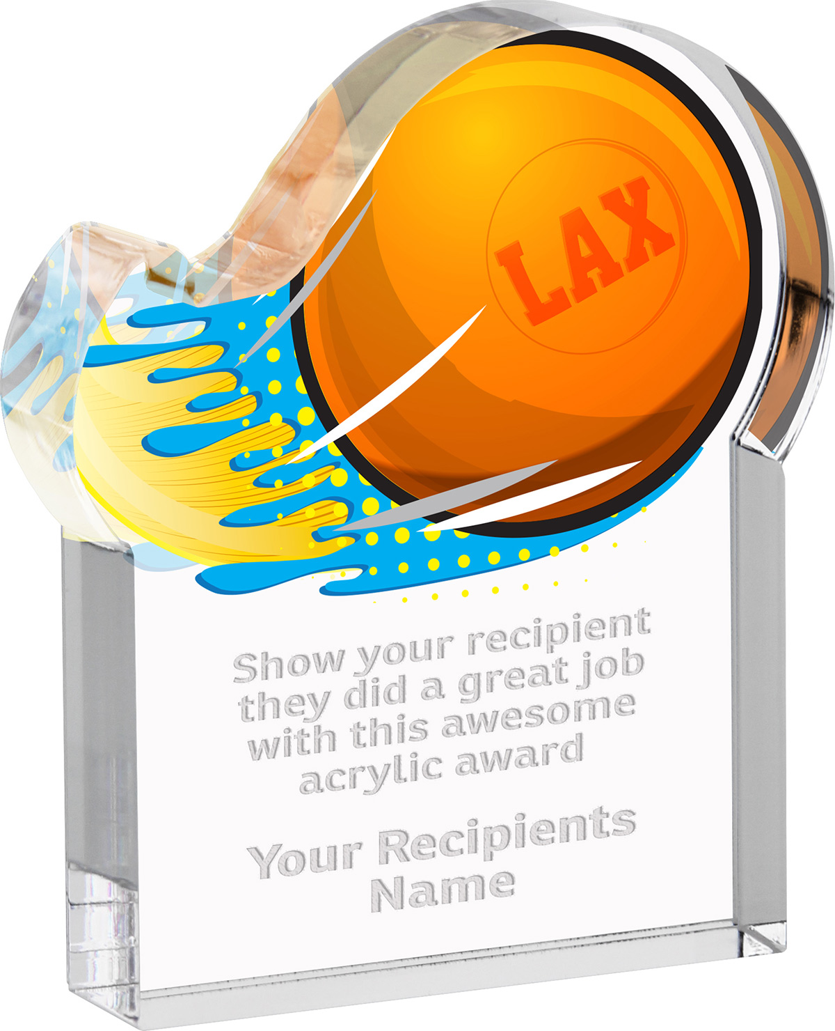 Lacrosse Splatters Acrylic Award- 5x6 inch