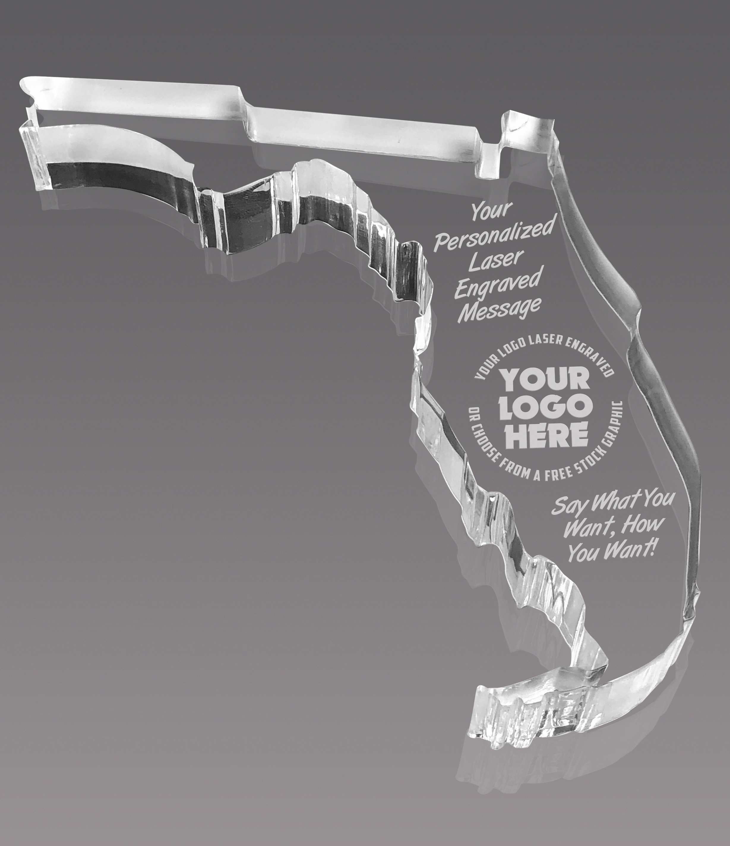 Florida Paperweight Acrylic Award- 6x1.875