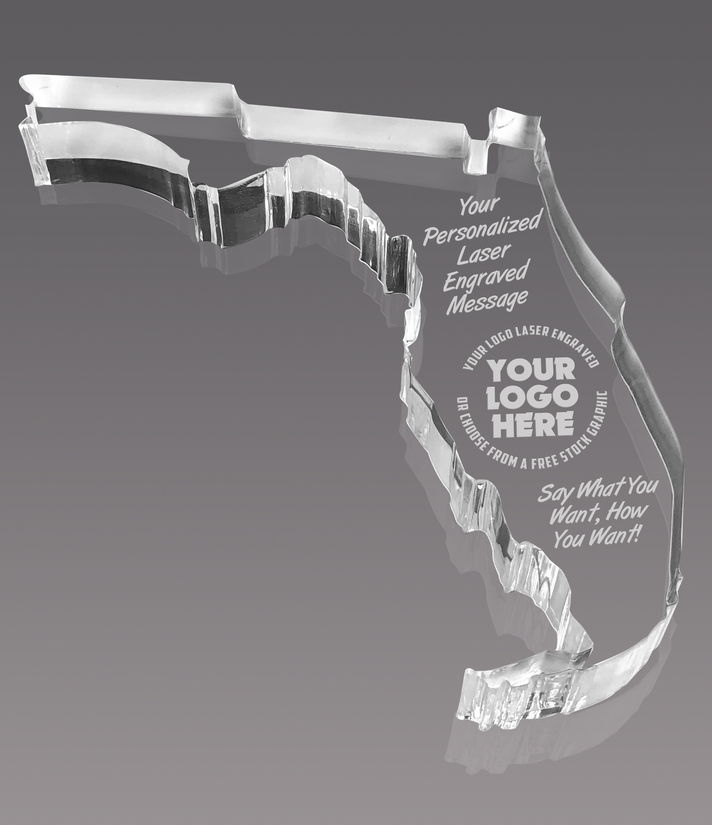 Florida Paperweight Acrylic Award - 7 x 2.1875 inch