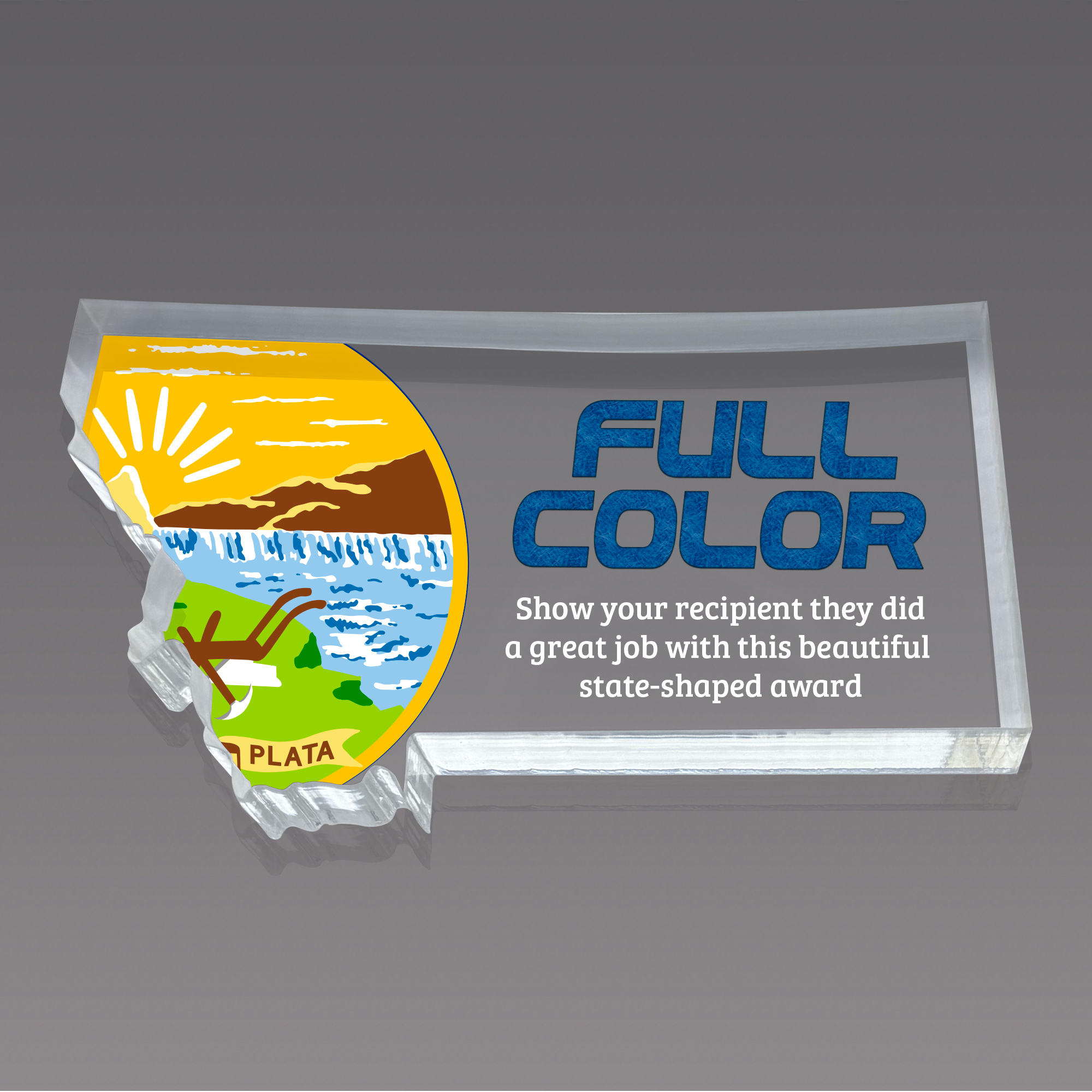 Montana Full Color Paperweight Acrylic Award - 4.7 x 3.25 inch