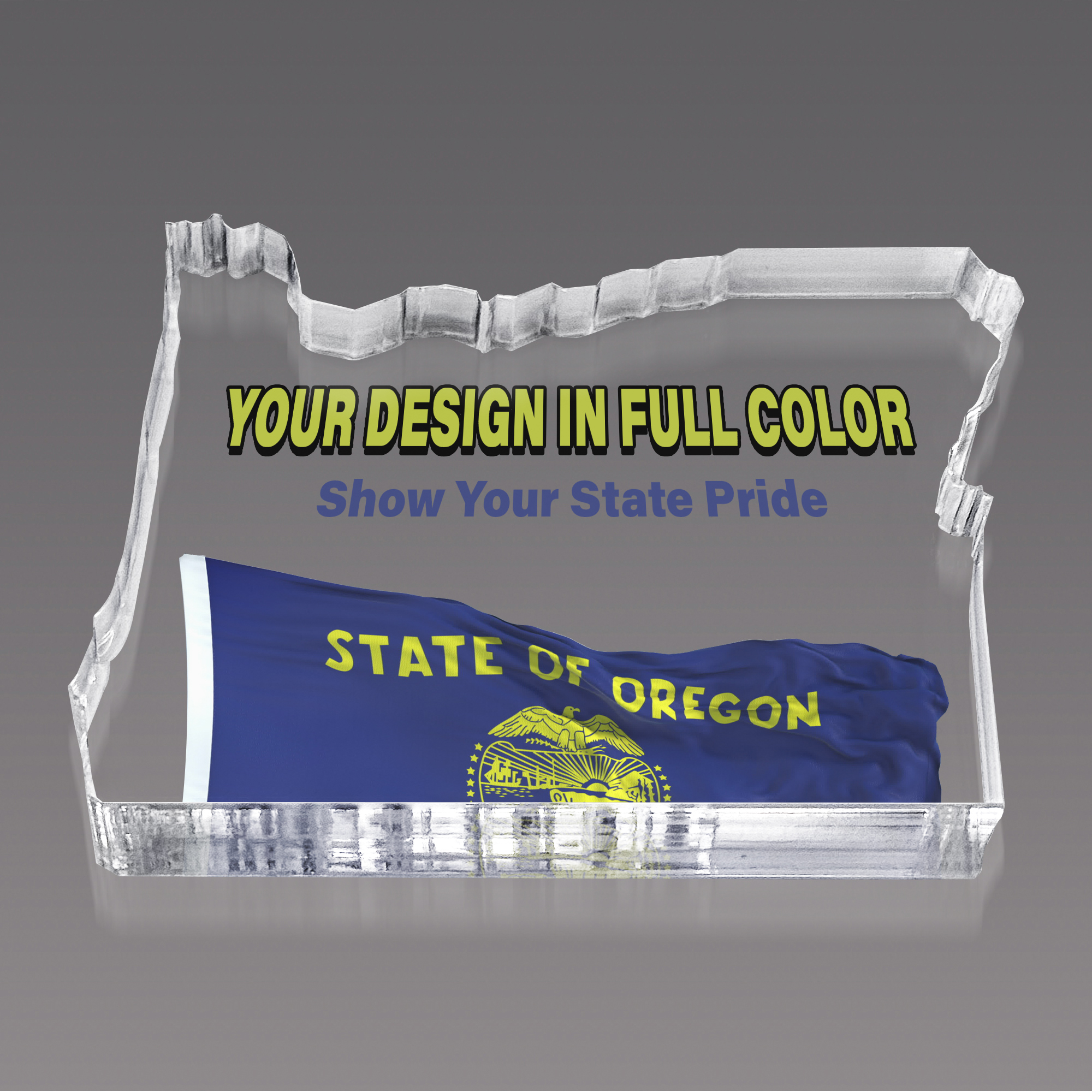 Oregon Full Color Paperweight Acrylic Award - 5 x 3.73 inch