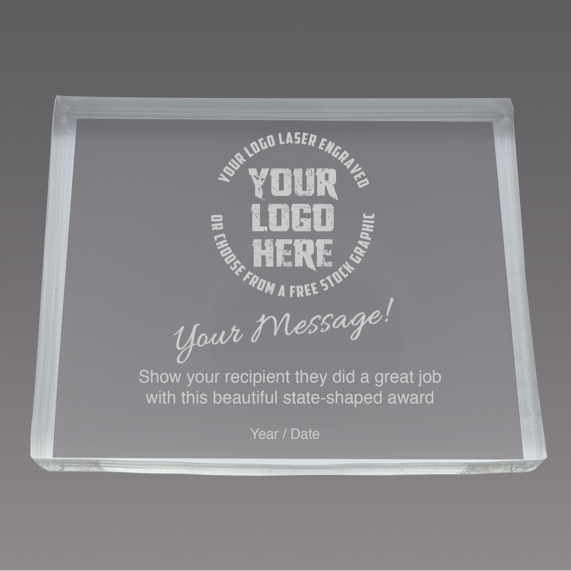 Wyoming Paperweight Acrylic Award - 5 x 3.88 inch