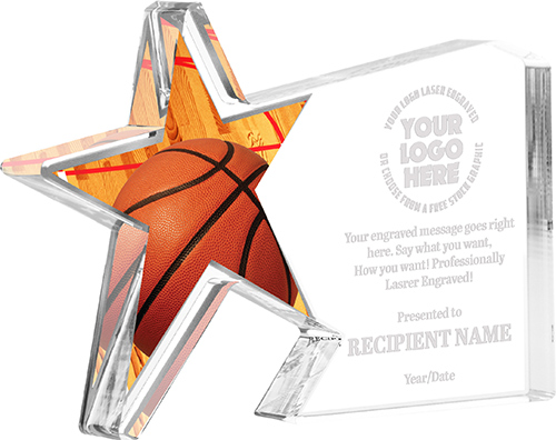 Basketball Galaxy Star Acrylic Award- 4x5.5 inch