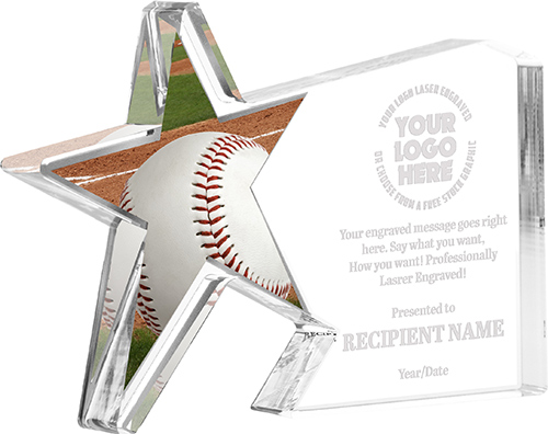 Baseball Galaxy Star Acrylic Award- 4x5.5 inch