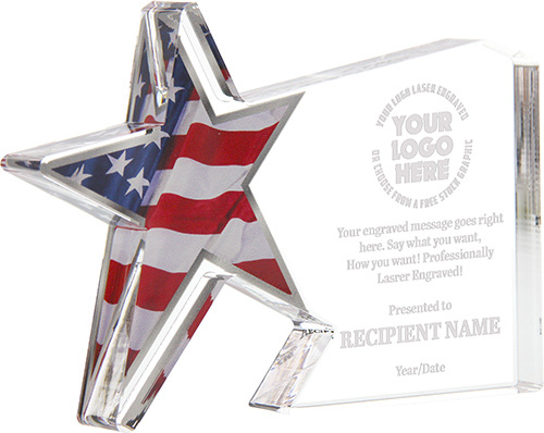 American Flag Galaxy Star Acrylic Award- 5.5x7.75 inch