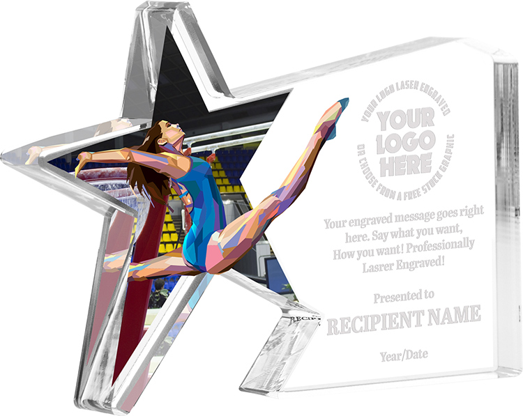 Gymnastics Female Galaxy Star Acrylic Award- 4x5.5 inch