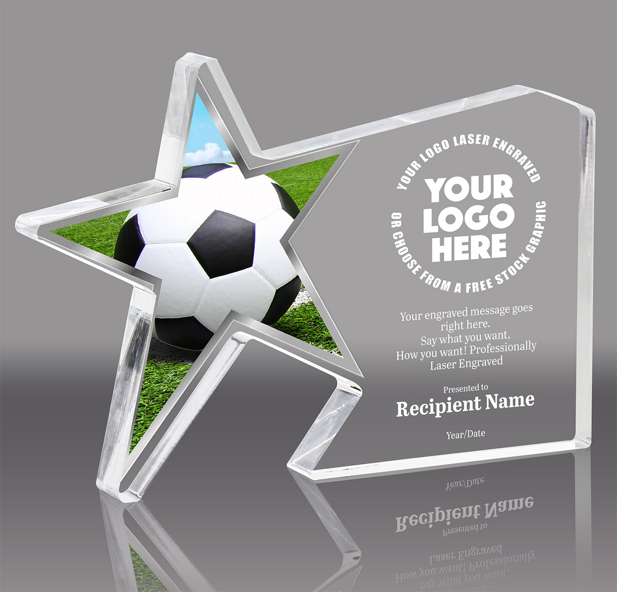 Soccer Galaxy Star Acrylic Award- 5.5x7.75 inch