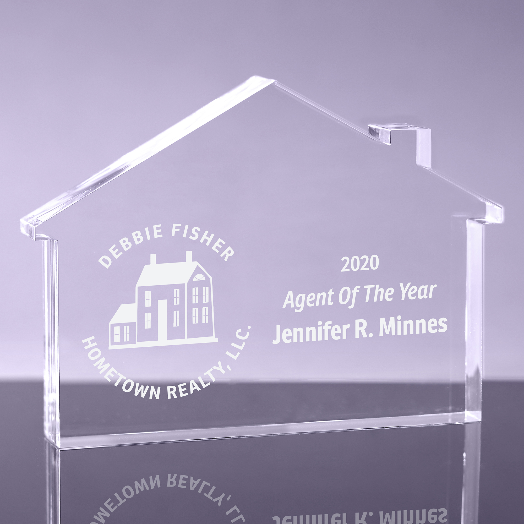 1 inch Thick Acrylic Single Gable Real Estate/Home Award - 5 x 7 inch