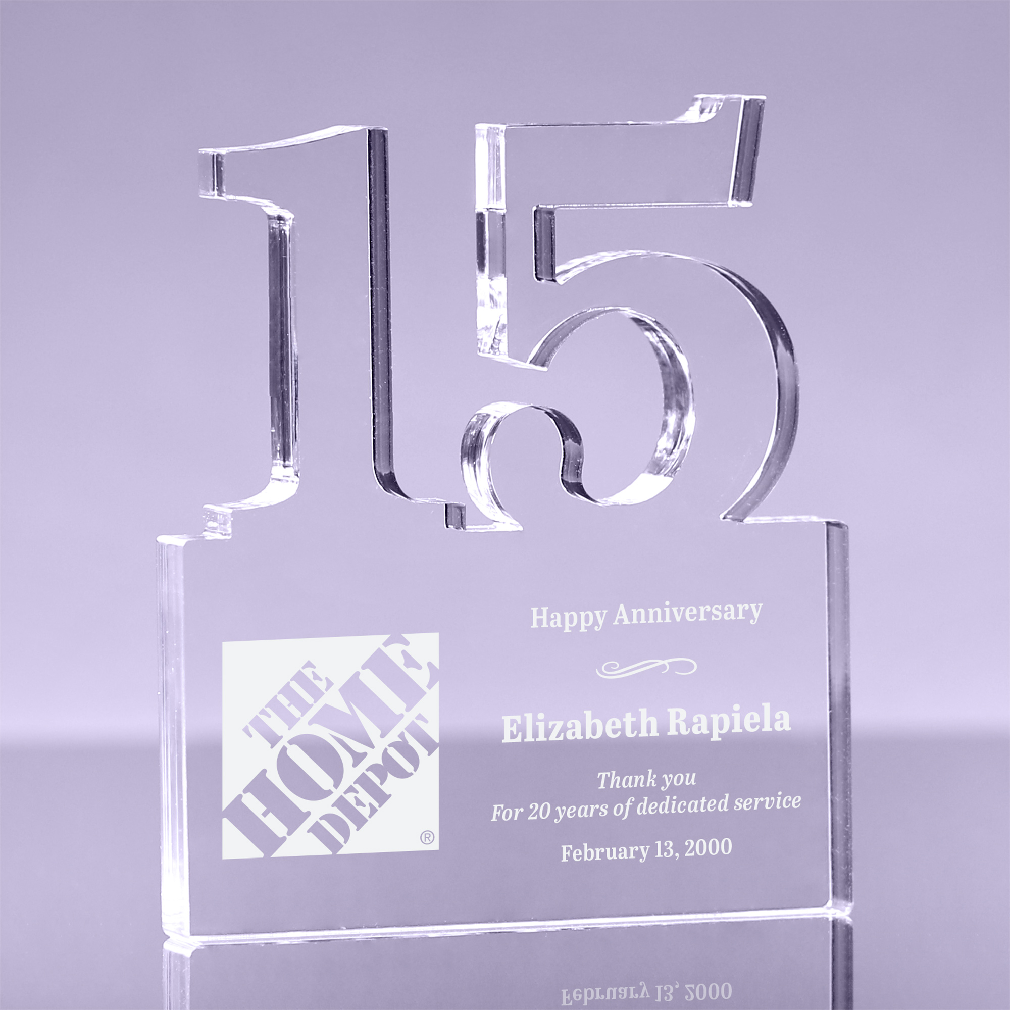 Number 15 Acrylic Award - 6 inch