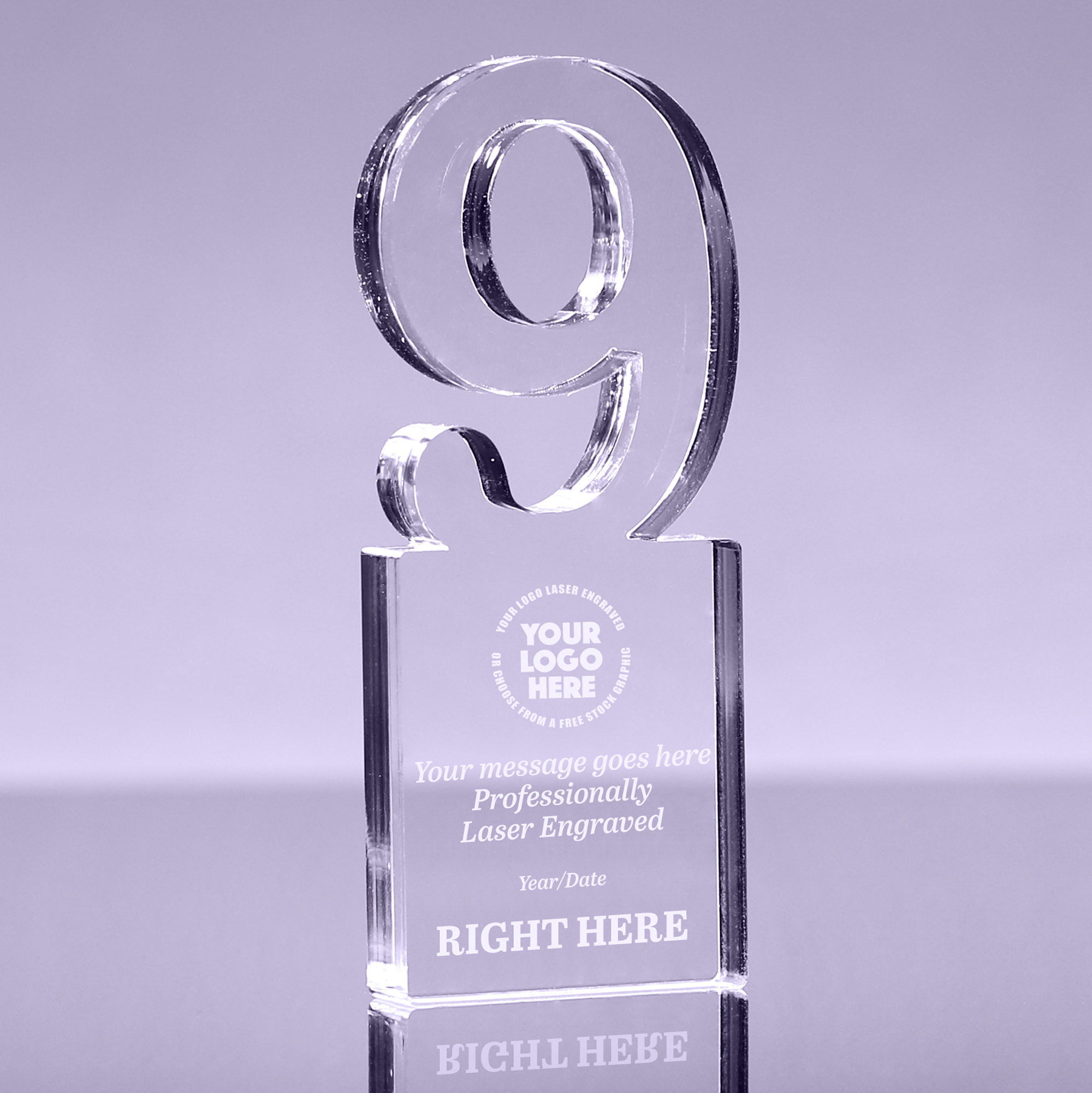 Number 9 Acrylic Award - 6 inch