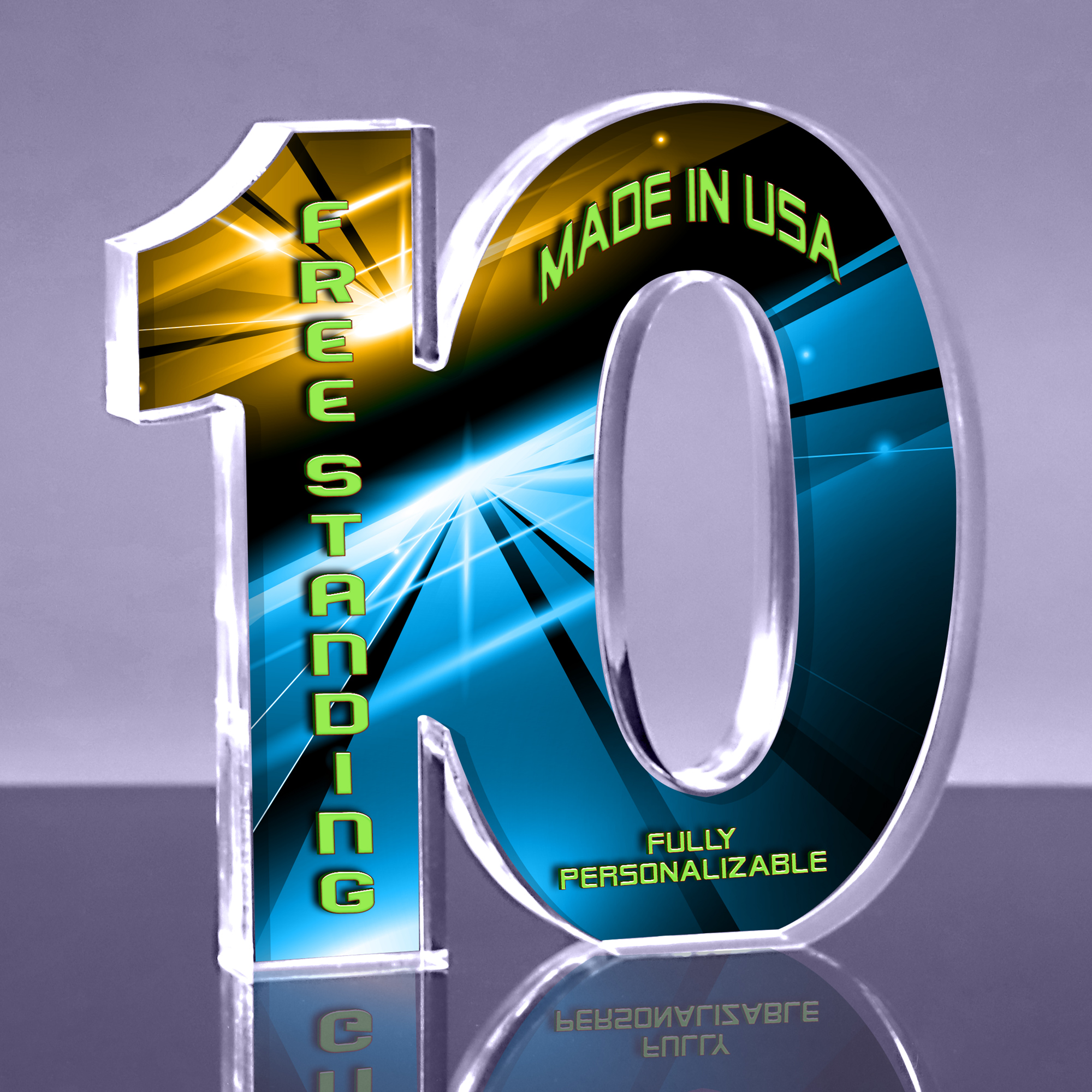 10 Color Acrylic Award - 6.5 x 6.5 x 1 inch Thick